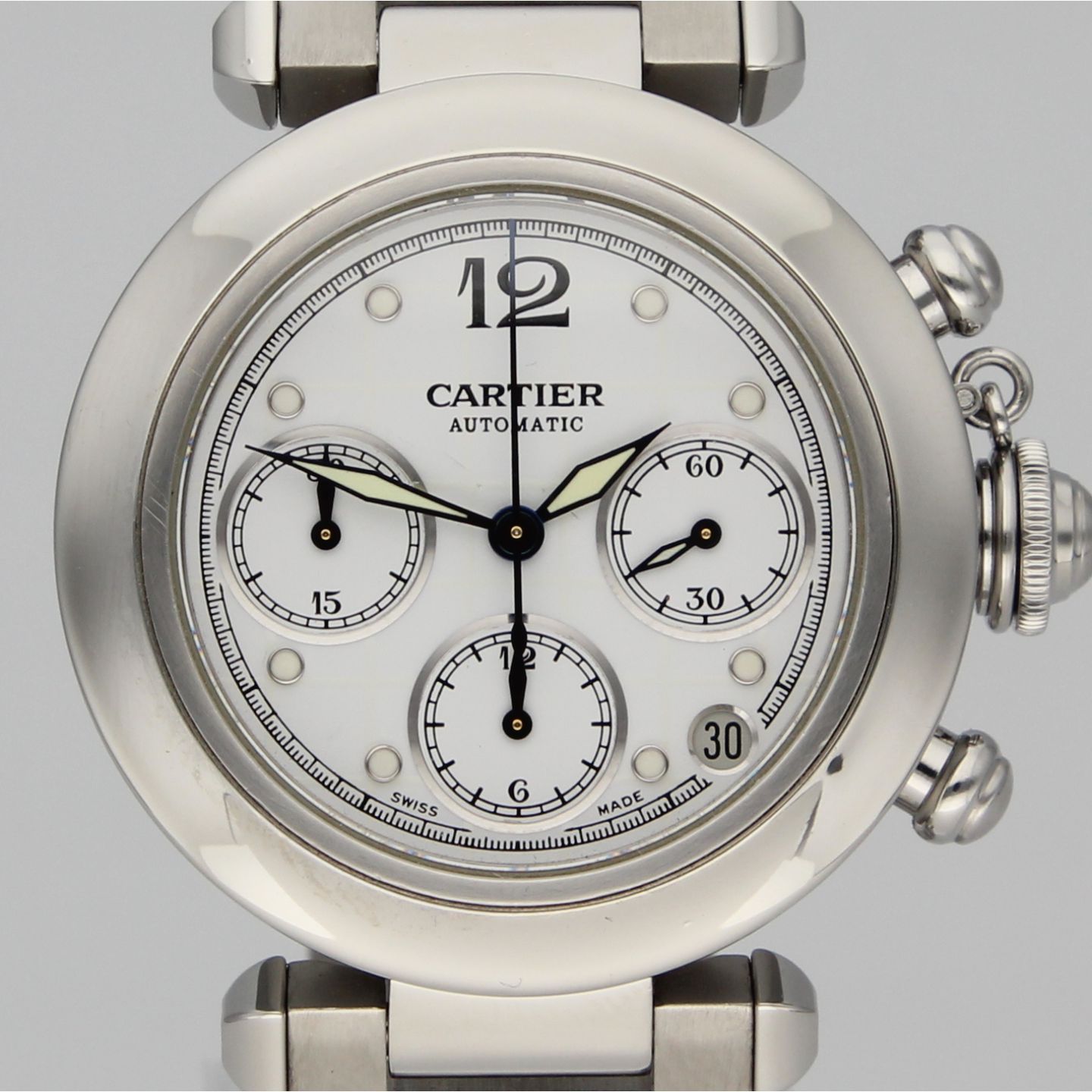Cartier Pasha C 2412 (Onbekend (willekeurig serienummer)) - Wit wijzerplaat 36mm Staal (1/8)