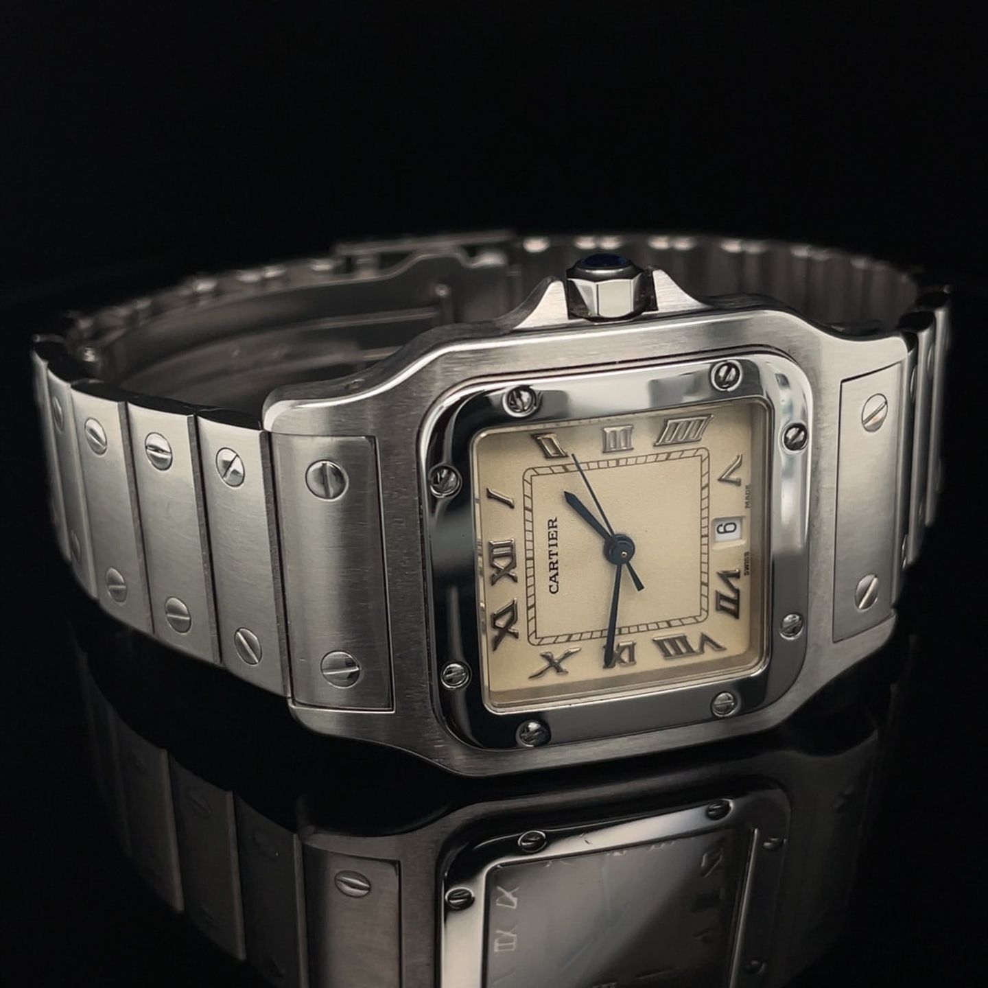 Cartier Santos Galbée 1564 (1997) - White dial 29 mm Steel case (8/8)