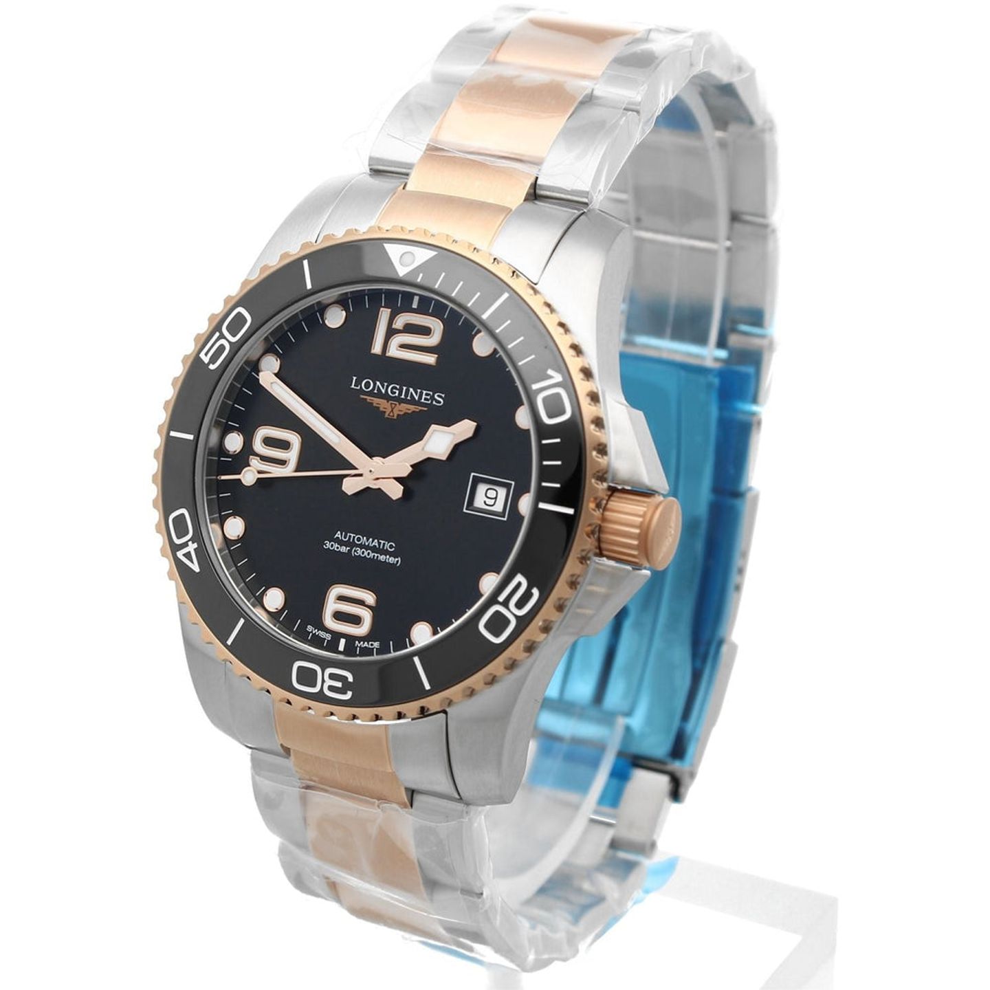 Longines HydroConquest L3.781.3.58.7 (2024) - Zwart wijzerplaat 41mm Staal (2/6)