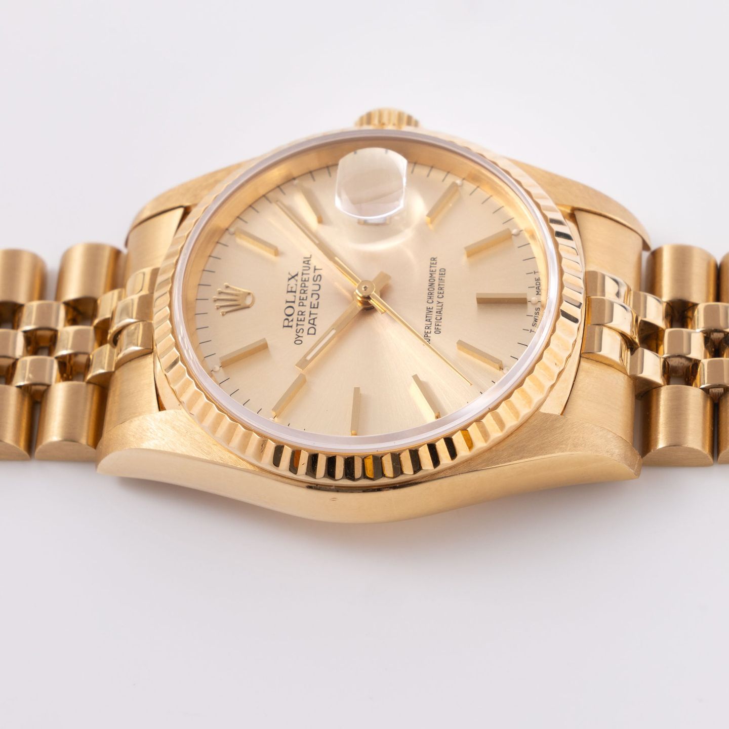 Rolex Datejust 36 16238 (1990) - Champagne wijzerplaat 36mm Geelgoud (3/6)