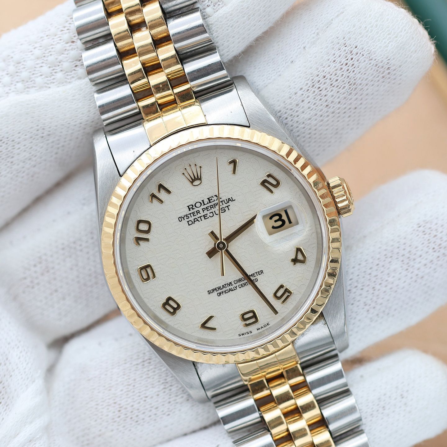 Rolex Datejust 36 16233 (Onbekend (willekeurig serienummer)) - Wit wijzerplaat 36mm Goud/Staal (2/8)