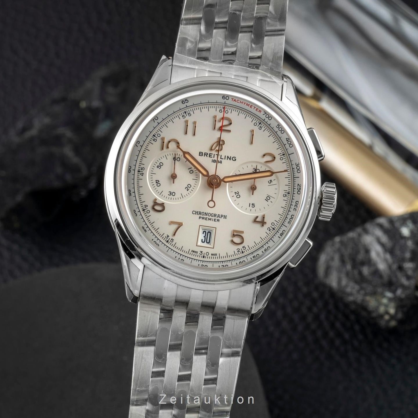 Breitling Premier AB0145211G1A1 (Onbekend (willekeurig serienummer)) - Beige wijzerplaat 42mm Staal (1/8)