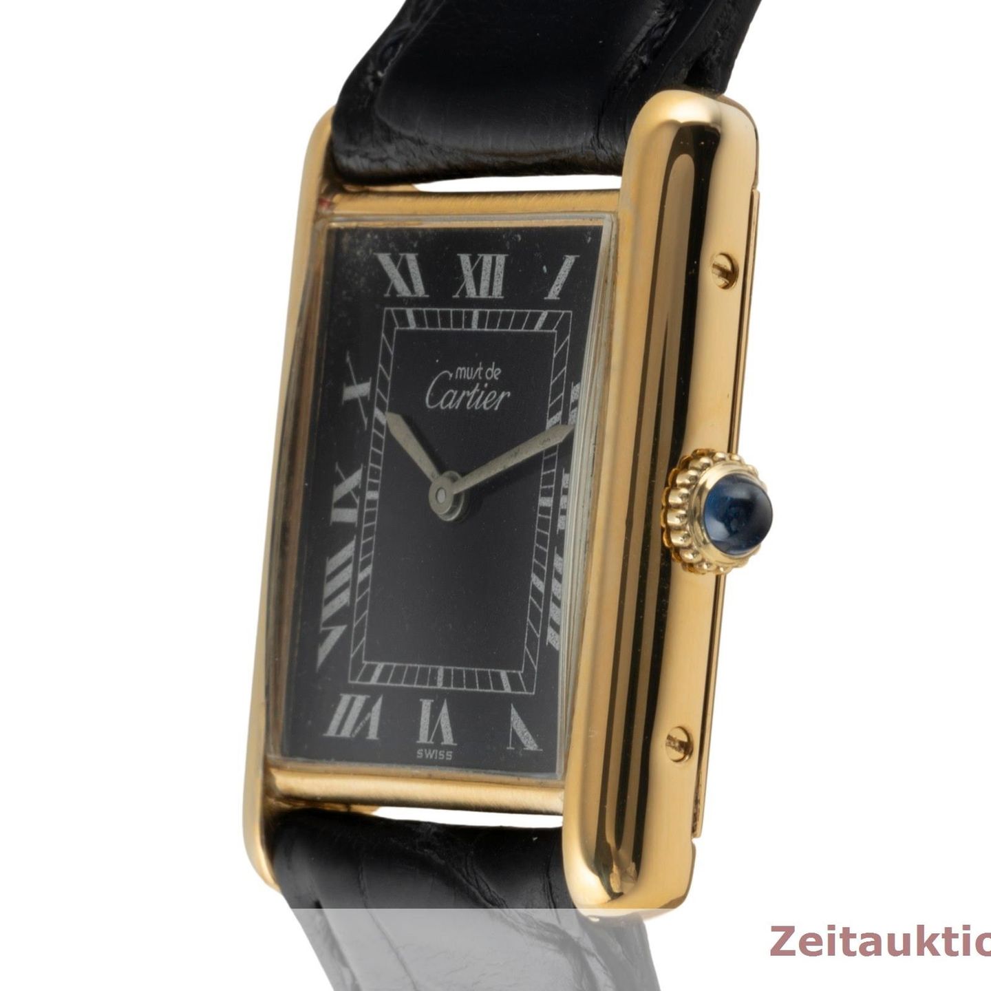 Cartier Tank Vermeil unknown (1990) - Black dial 23 mm Gold/Steel case (6/8)