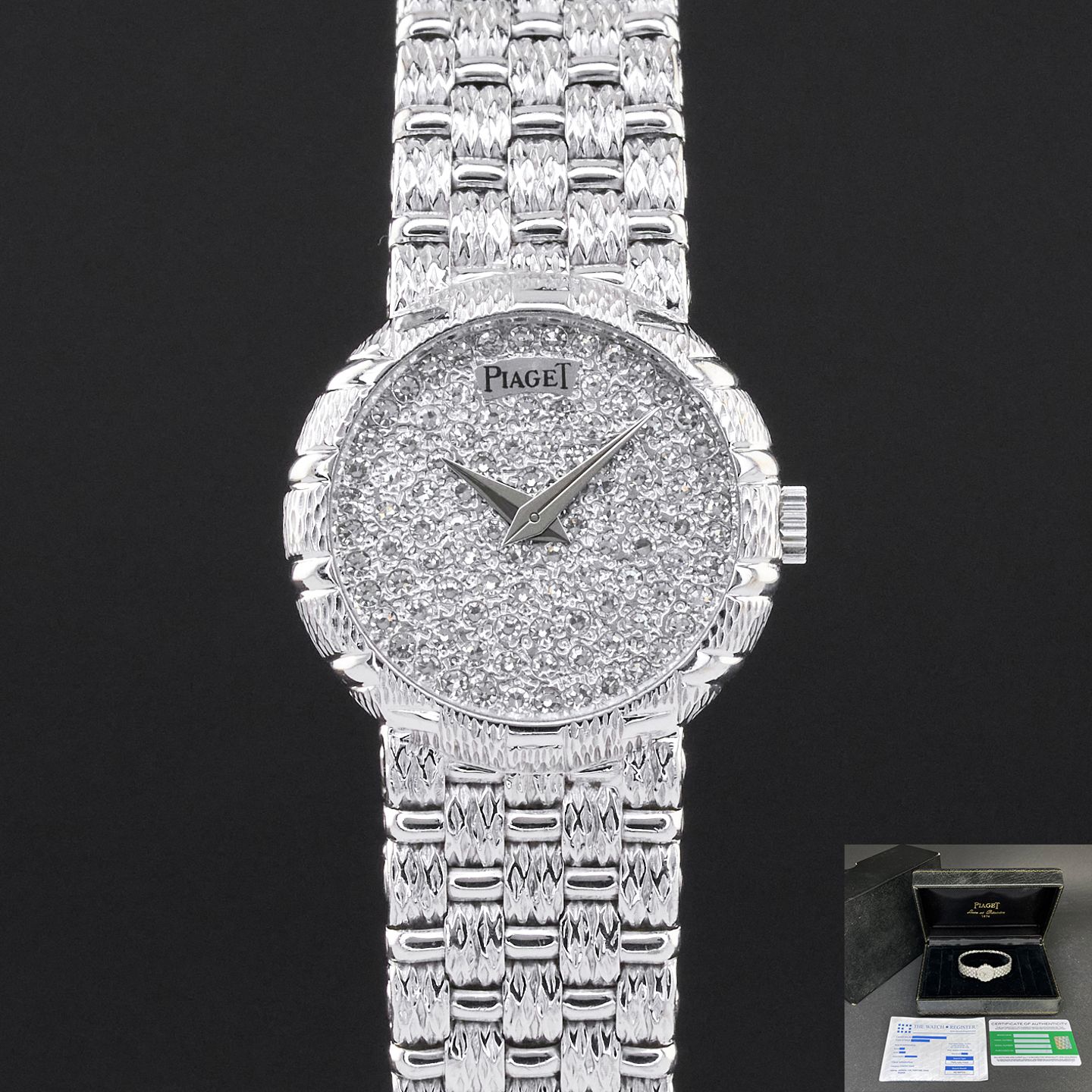 Piaget Vintage 4152D23 (Unknown (random serial)) - Diamond dial 21 mm White Gold case (1/8)