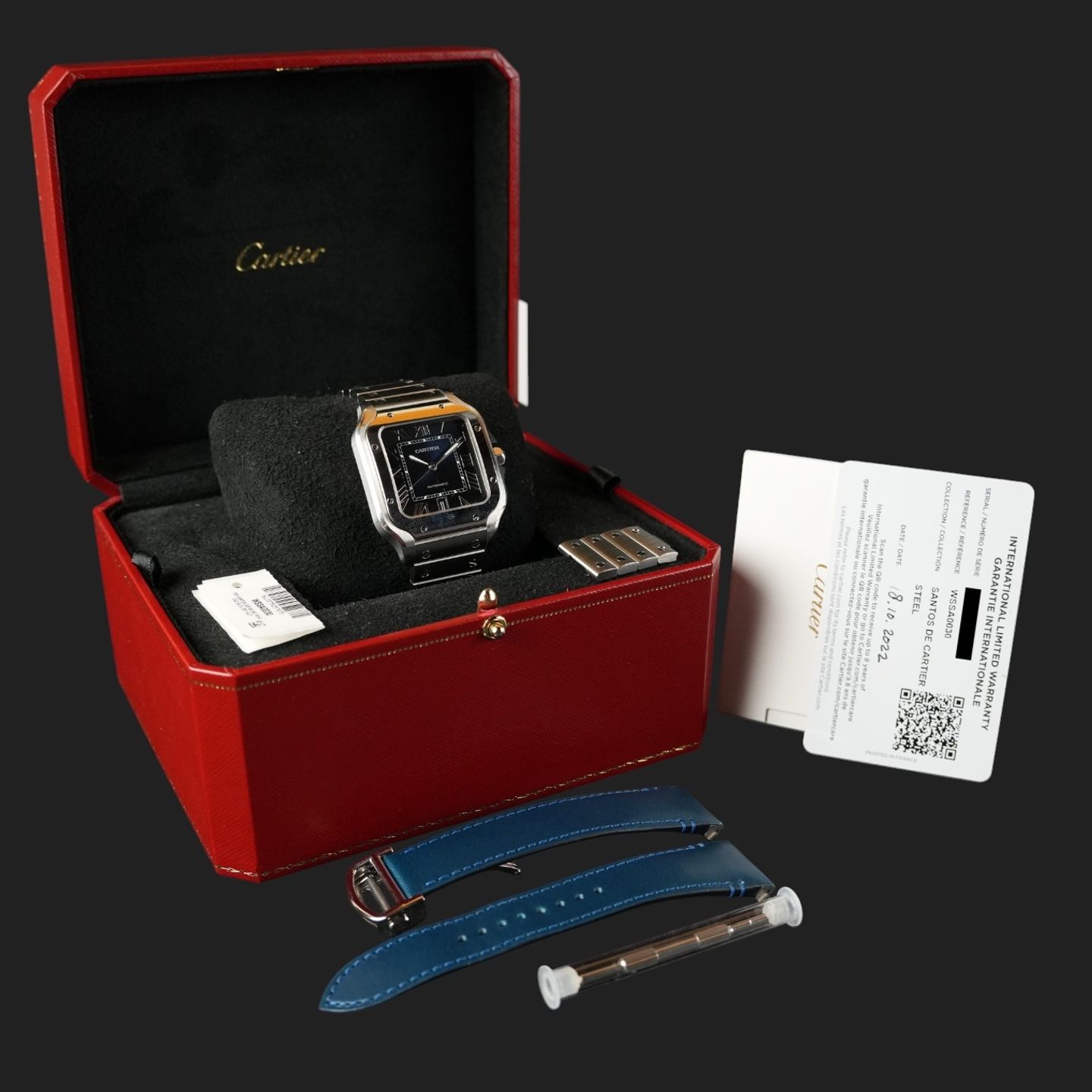 Cartier Santos WSSA0030 (2022) - Blue dial 40 mm Steel case (8/8)