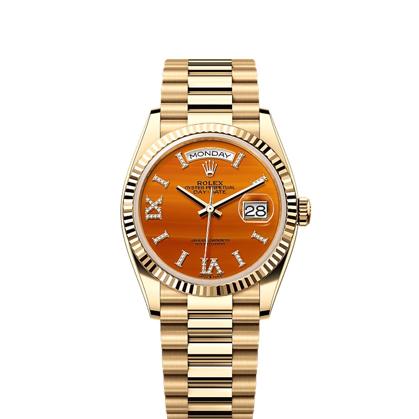 Rolex Day-Date 36 128238 (2025) - Oranje wijzerplaat 36mm Geelgoud (1/1)