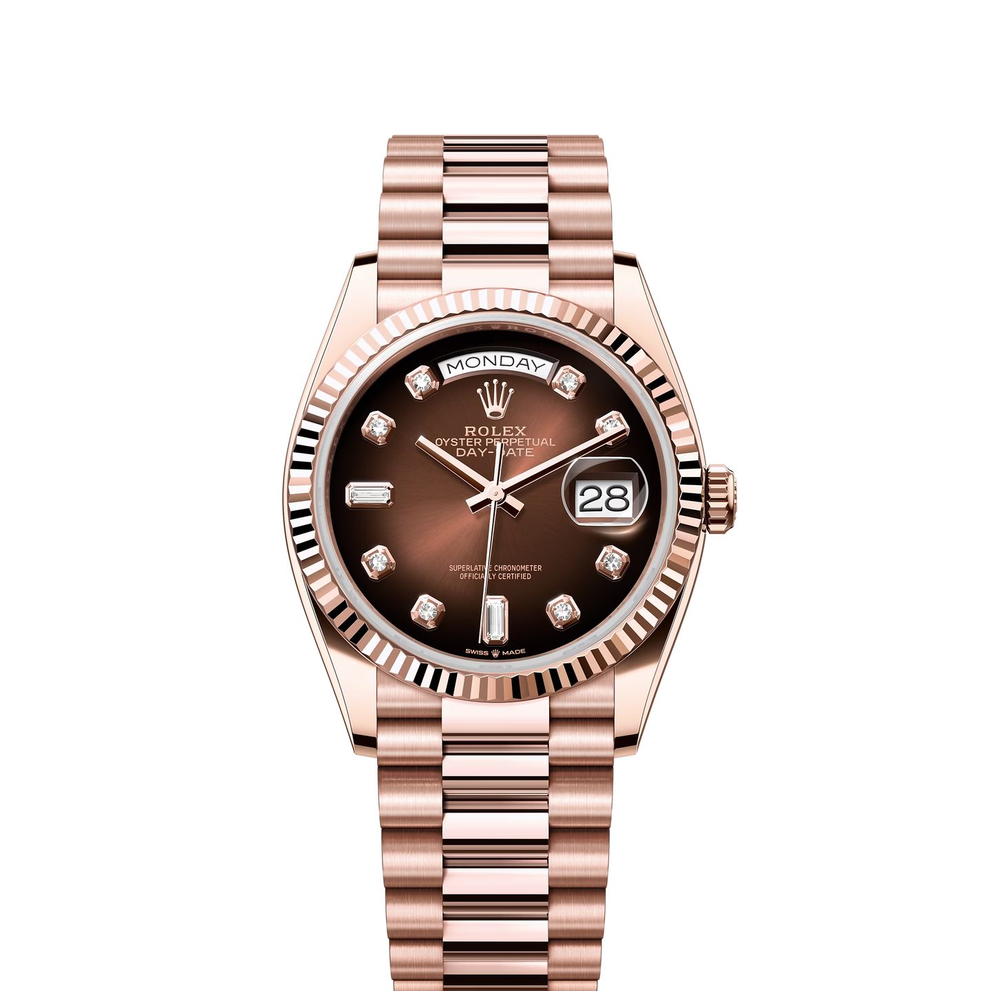 Rolex Day-Date 36 128235 (2024) - Bruin wijzerplaat 36mm Roségoud (1/1)