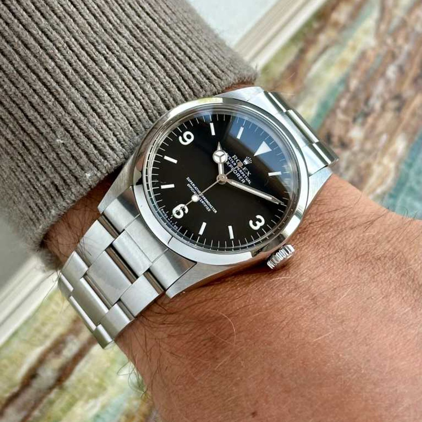 Rolex Explorer 1016 (1989) - Zwart wijzerplaat 36mm Staal (3/8)