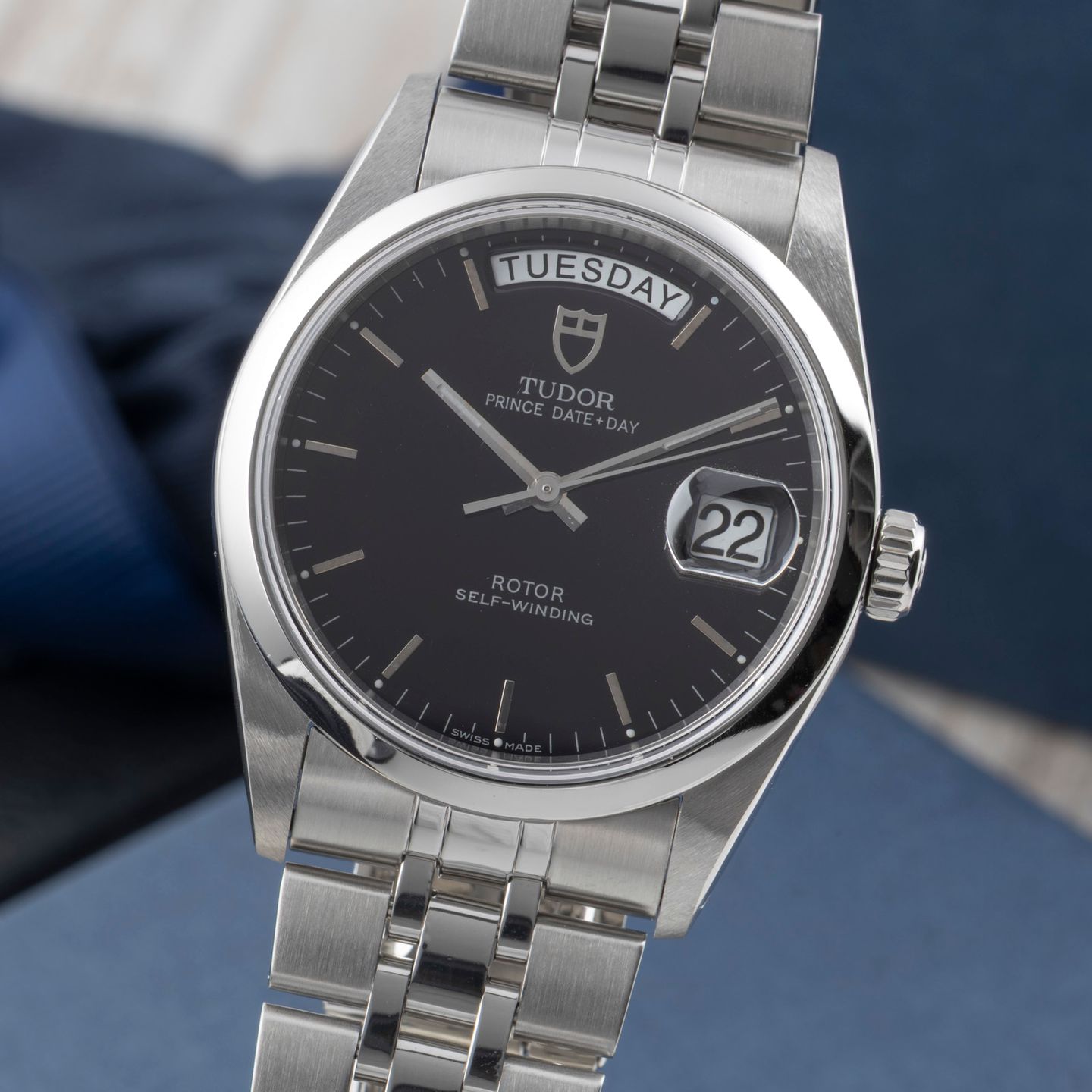 Tudor Prince Date 76200 (Onbekend (willekeurig serienummer)) - Zwart wijzerplaat 36mm Staal (3/8)