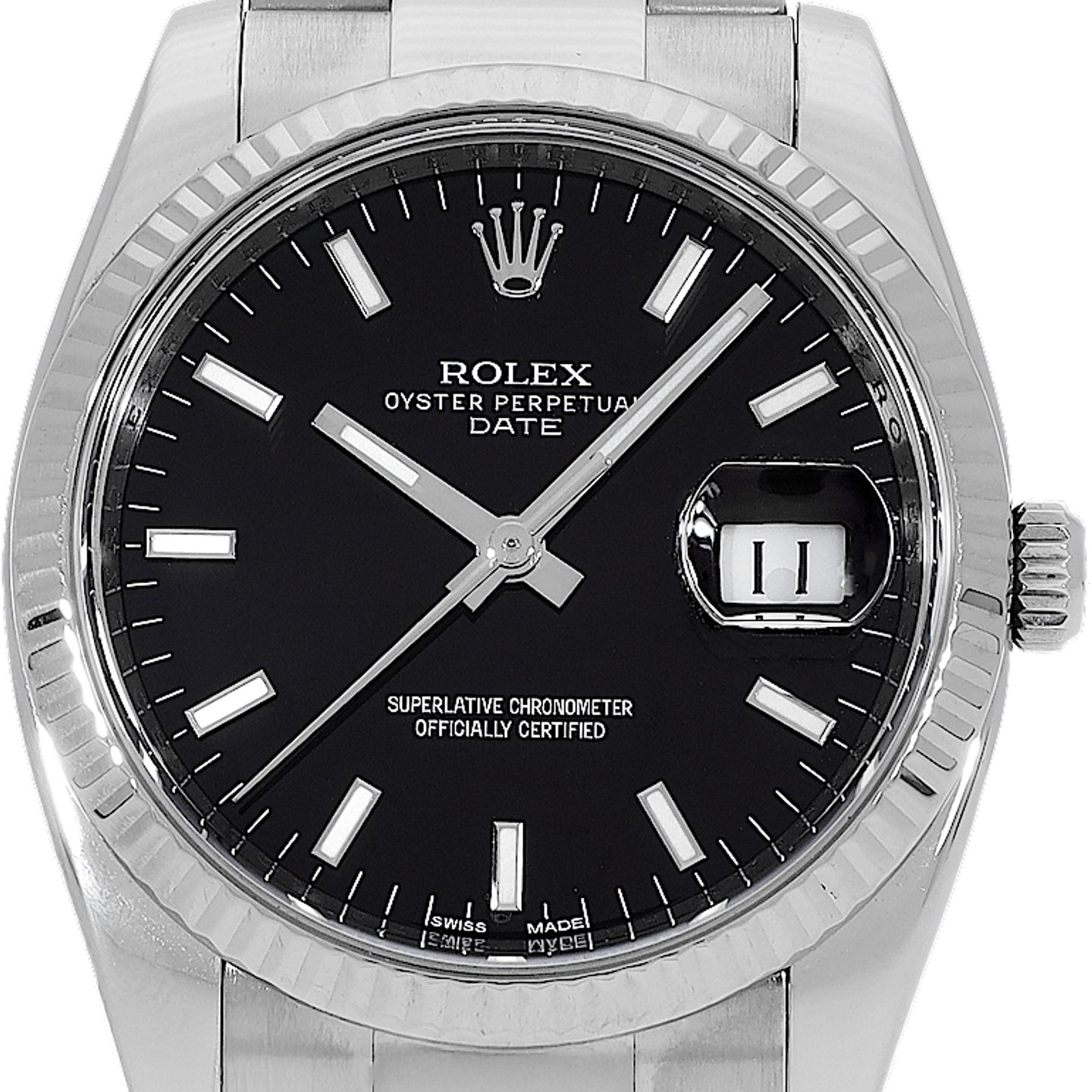 Rolex Oyster Perpetual Date 115234 (2020) - Zwart wijzerplaat 34mm Staal (1/3)