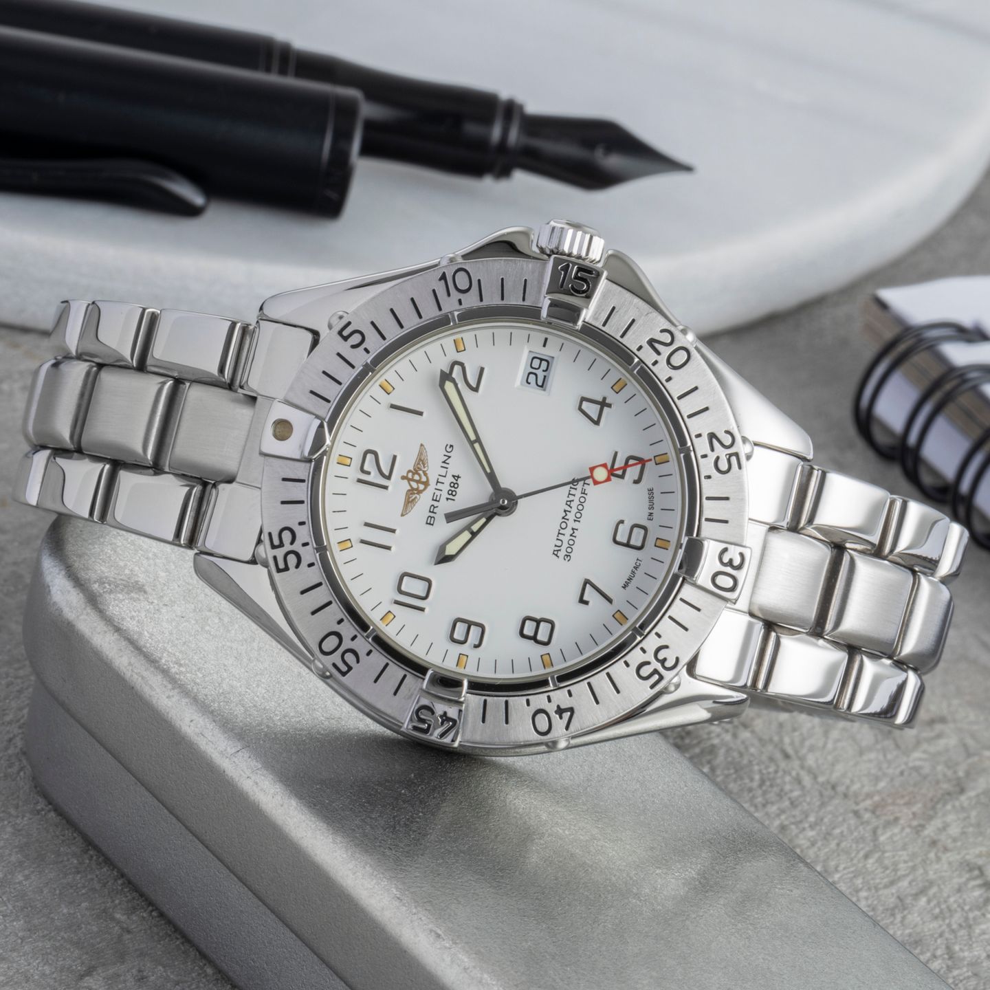 Breitling Colt Automatic A17035 (1995) - Wit wijzerplaat 38mm Staal (2/8)