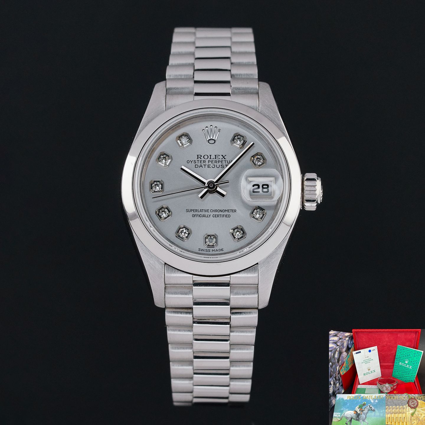 Rolex Lady-Datejust 79166 (1999) - Silver dial 26 mm Platinum case (1/8)