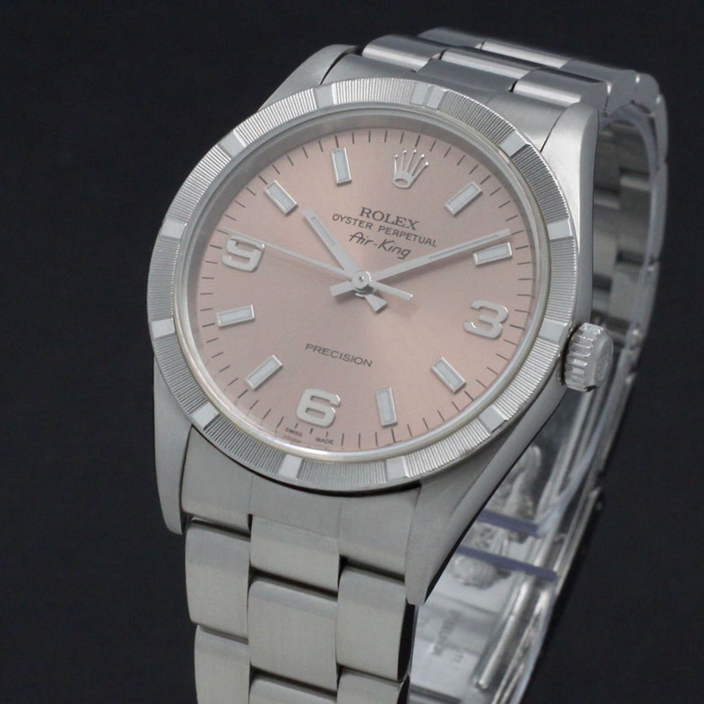 Rolex Air-King 14010 (1997) - Pink dial 34 mm Steel case (6/7)