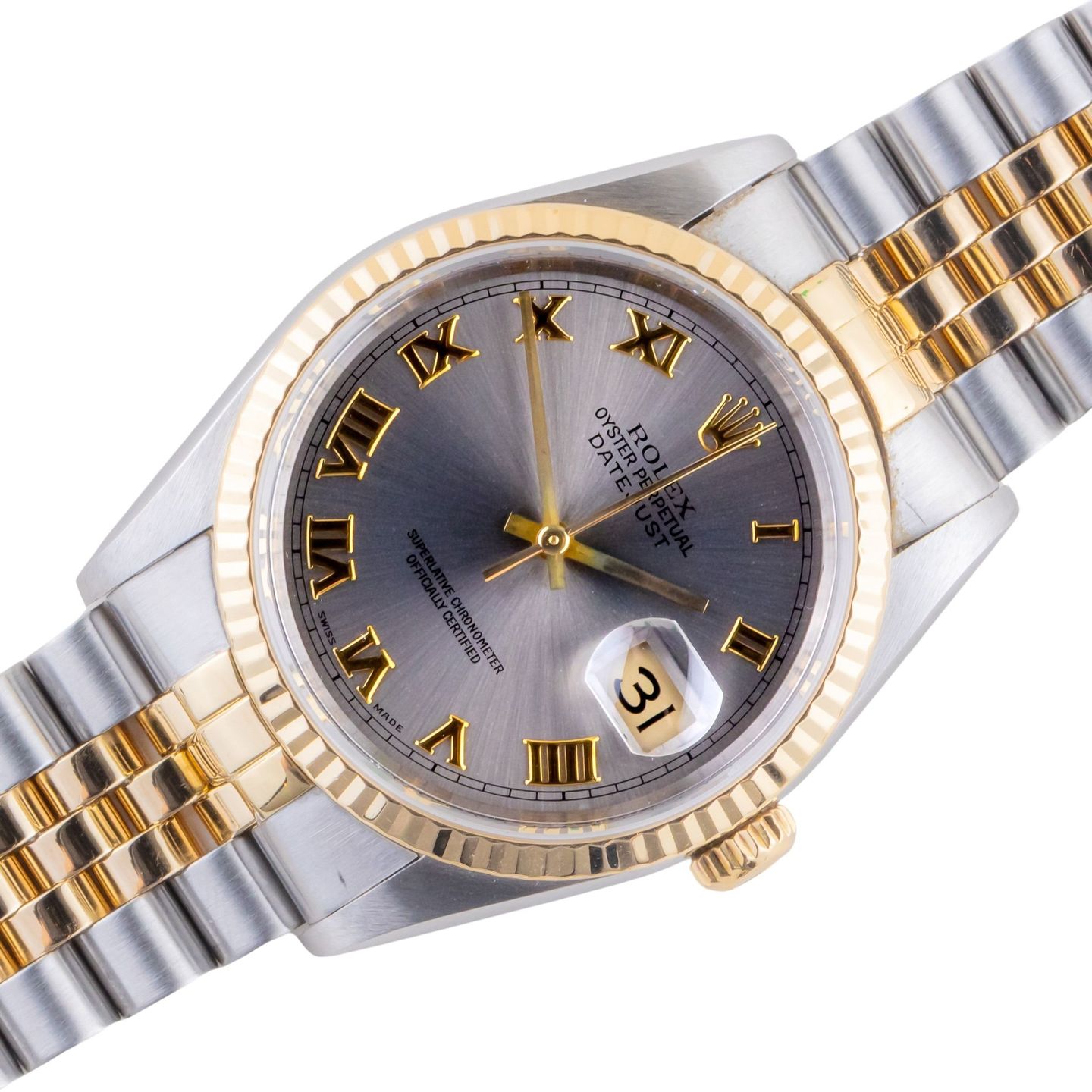 Rolex Datejust 36 16233 (1997) - Grey dial 36 mm Gold/Steel case (1/8)