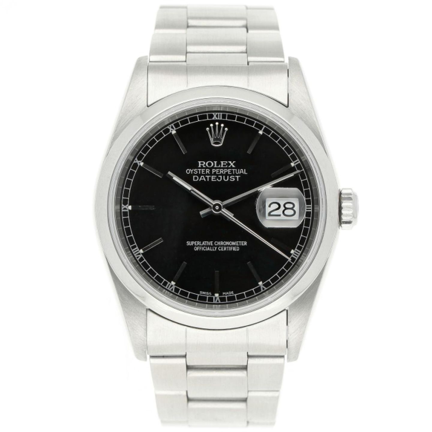 Rolex Datejust 36 16200 (2002) - Black dial 36 mm Steel case (1/7)