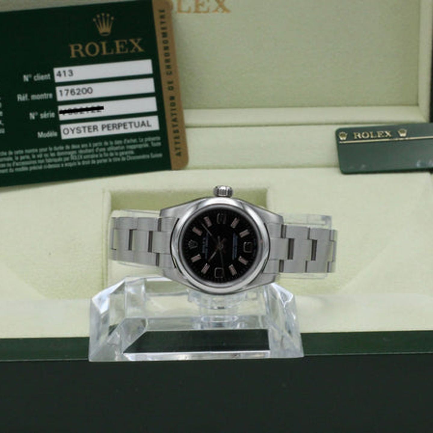 Rolex Oyster Perpetual 26 176200 (2010) - Black dial 26 mm Steel case (3/7)