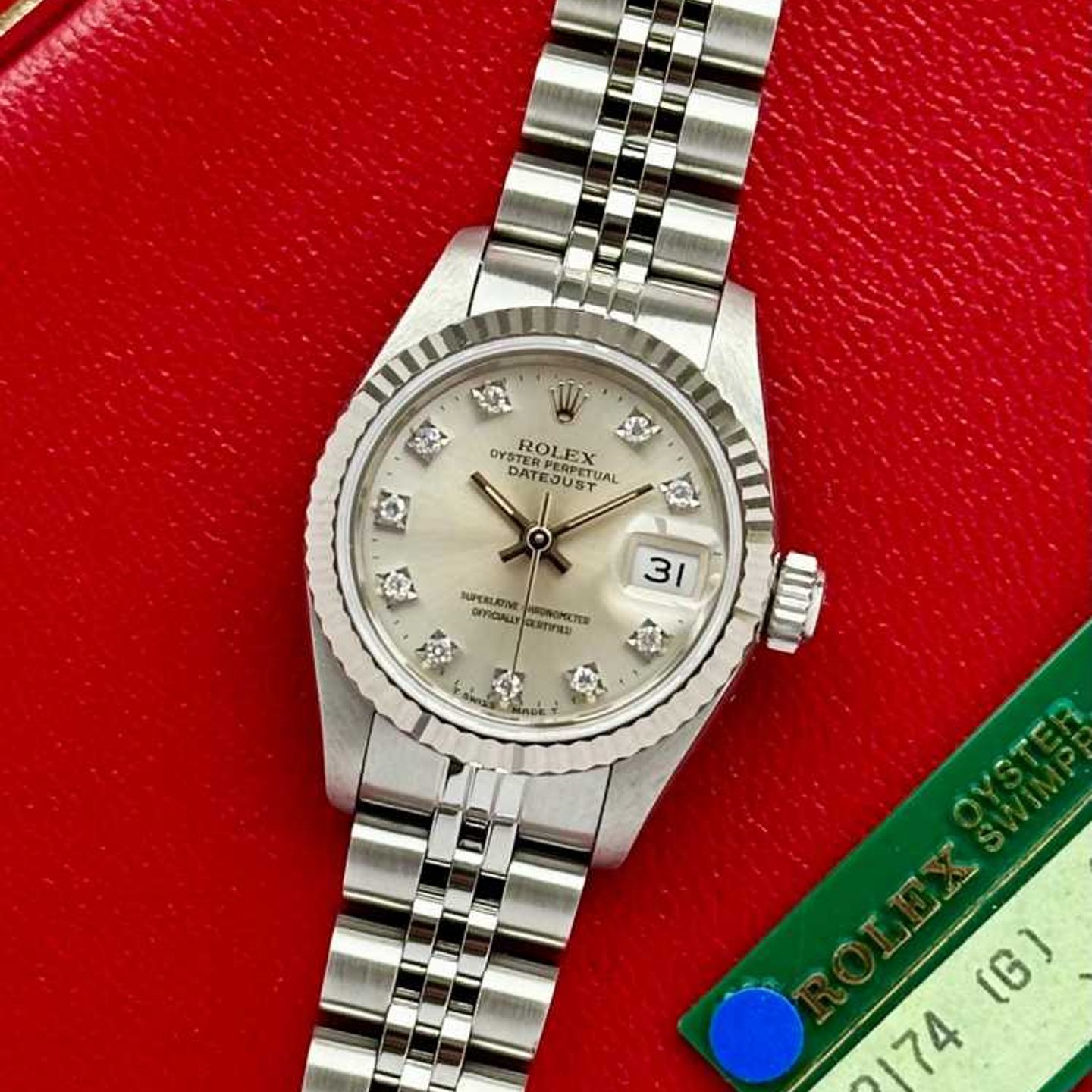 Rolex Lady-Datejust 69174G (1991) - Zilver wijzerplaat 26mm Staal (1/8)