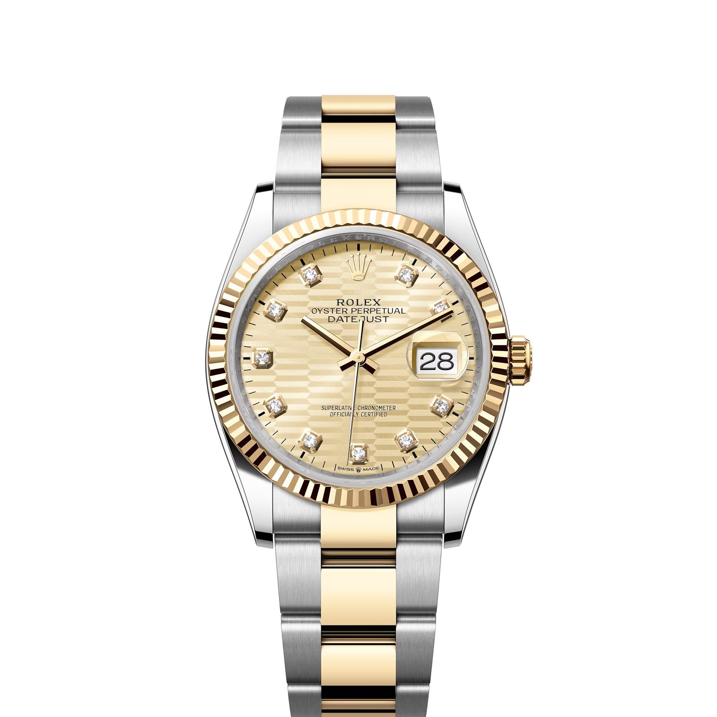 Rolex Datejust 36 126233 (2024) - Gold dial 36 mm Steel case (1/8)