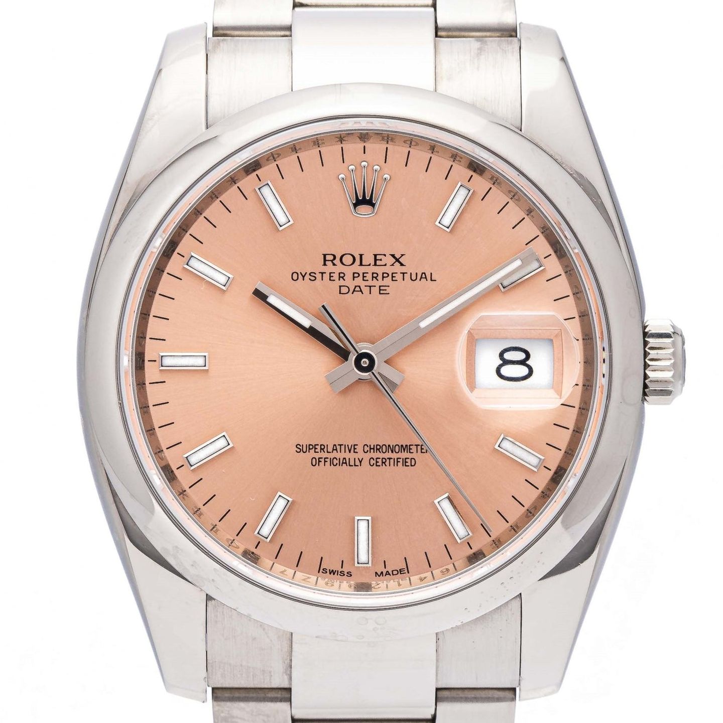 Rolex Oyster Perpetual Date 115200 (2013) - Pink dial 34 mm Steel case (1/5)