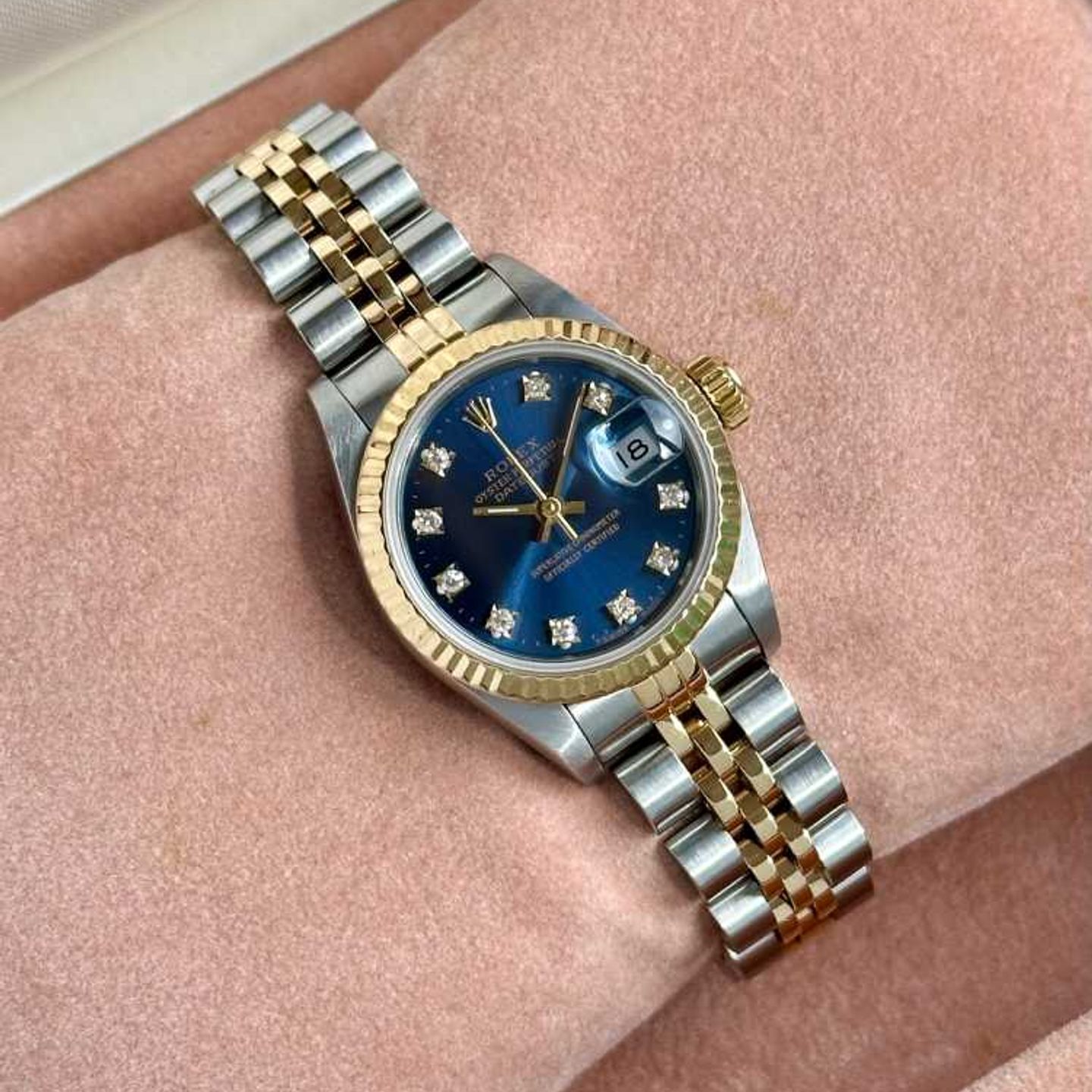 Rolex Lady-Datejust 69173G (1993) - Blue dial 26 mm Gold/Steel case (2/8)