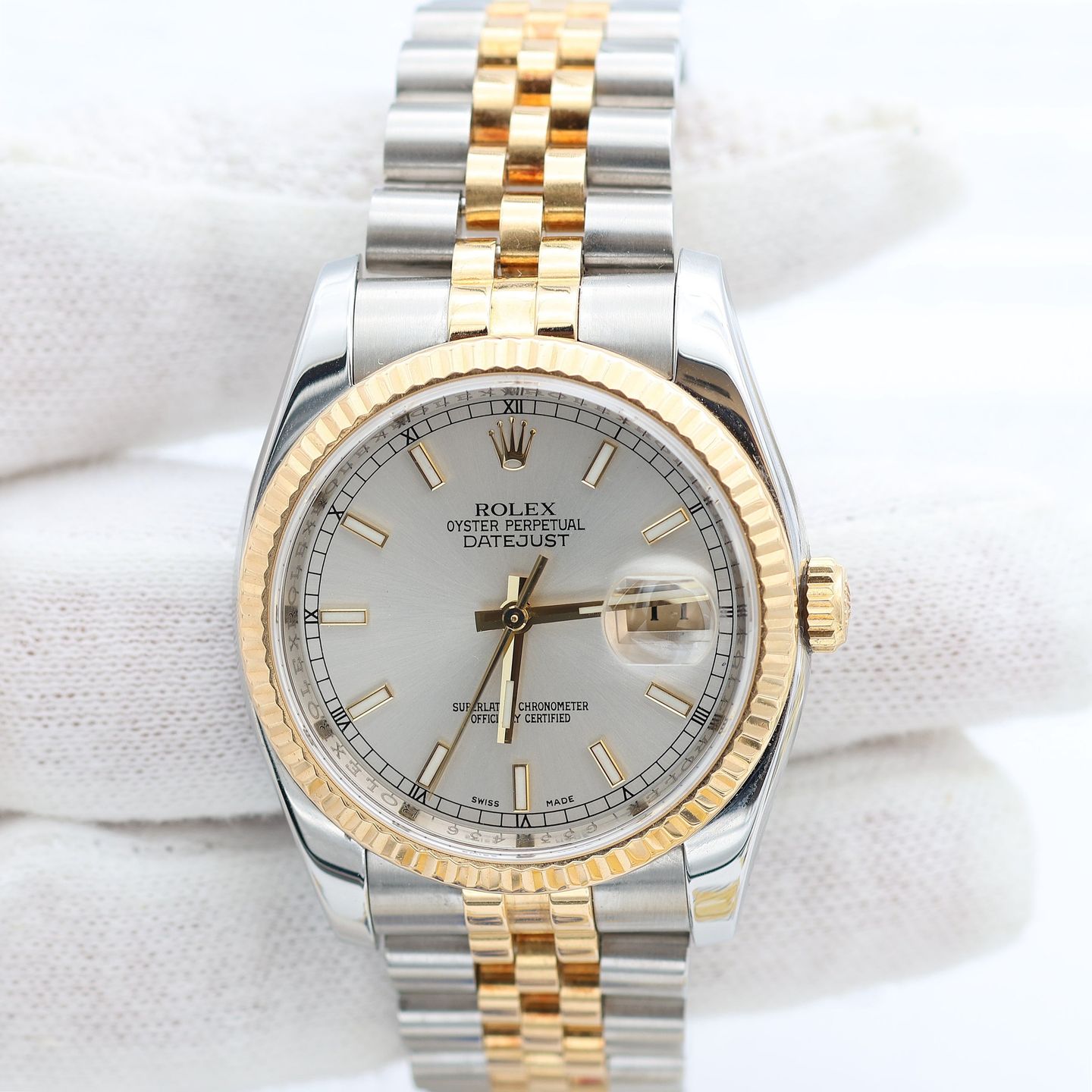 Rolex Datejust 36 116233 (Onbekend (willekeurig serienummer)) - Wit wijzerplaat 36mm Goud/Staal (6/8)