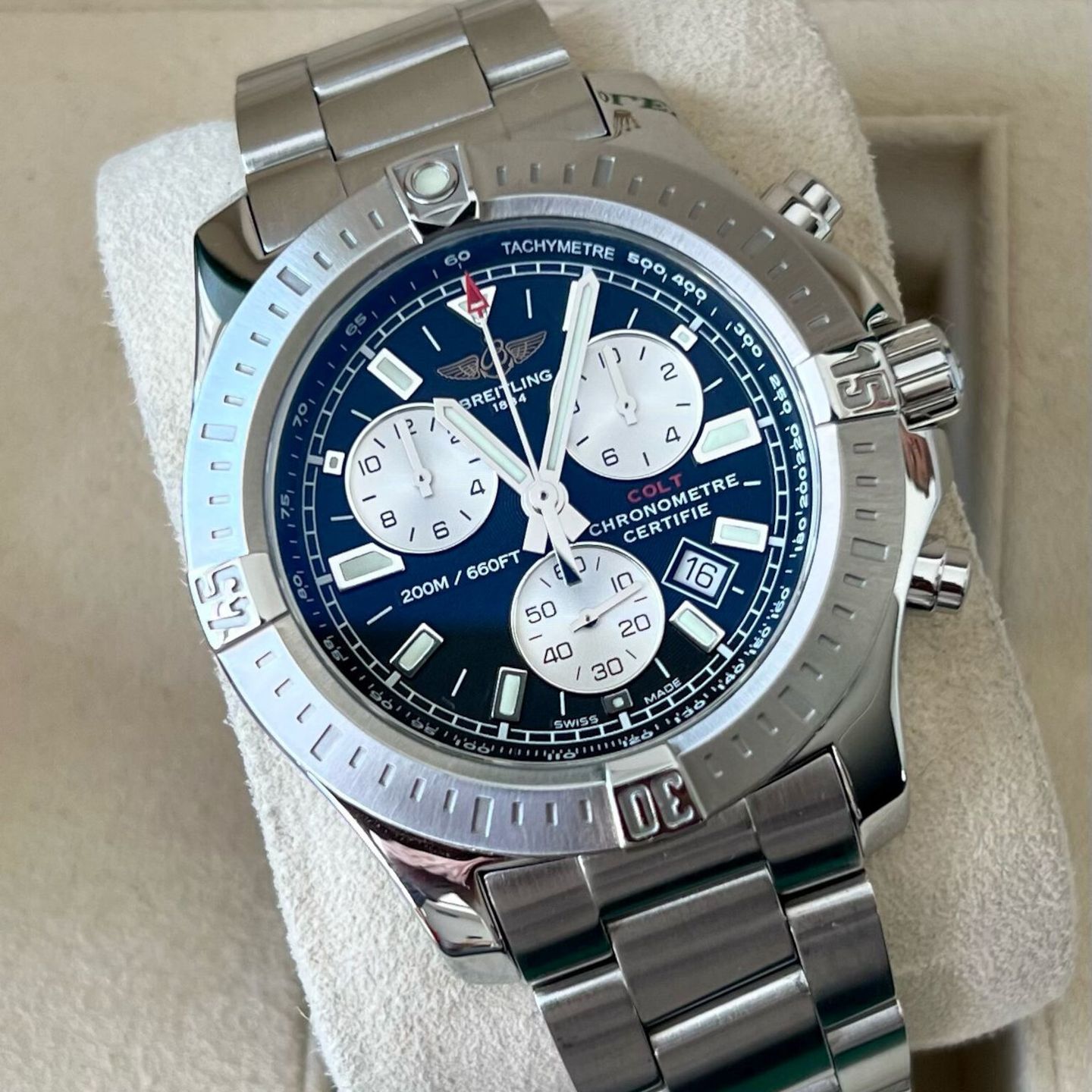 Breitling Colt Chronograph A73388 (2016) - Blue dial 44 mm Steel case (1/5)