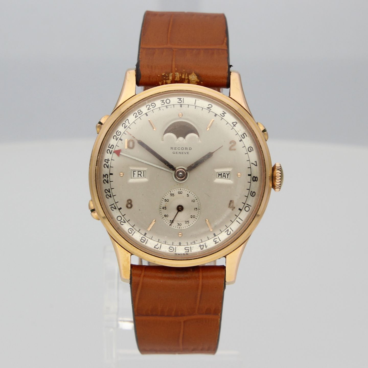 Record Datofix 1121 (1950) - Champagne dial 35 mm Rose Gold case (2/8)