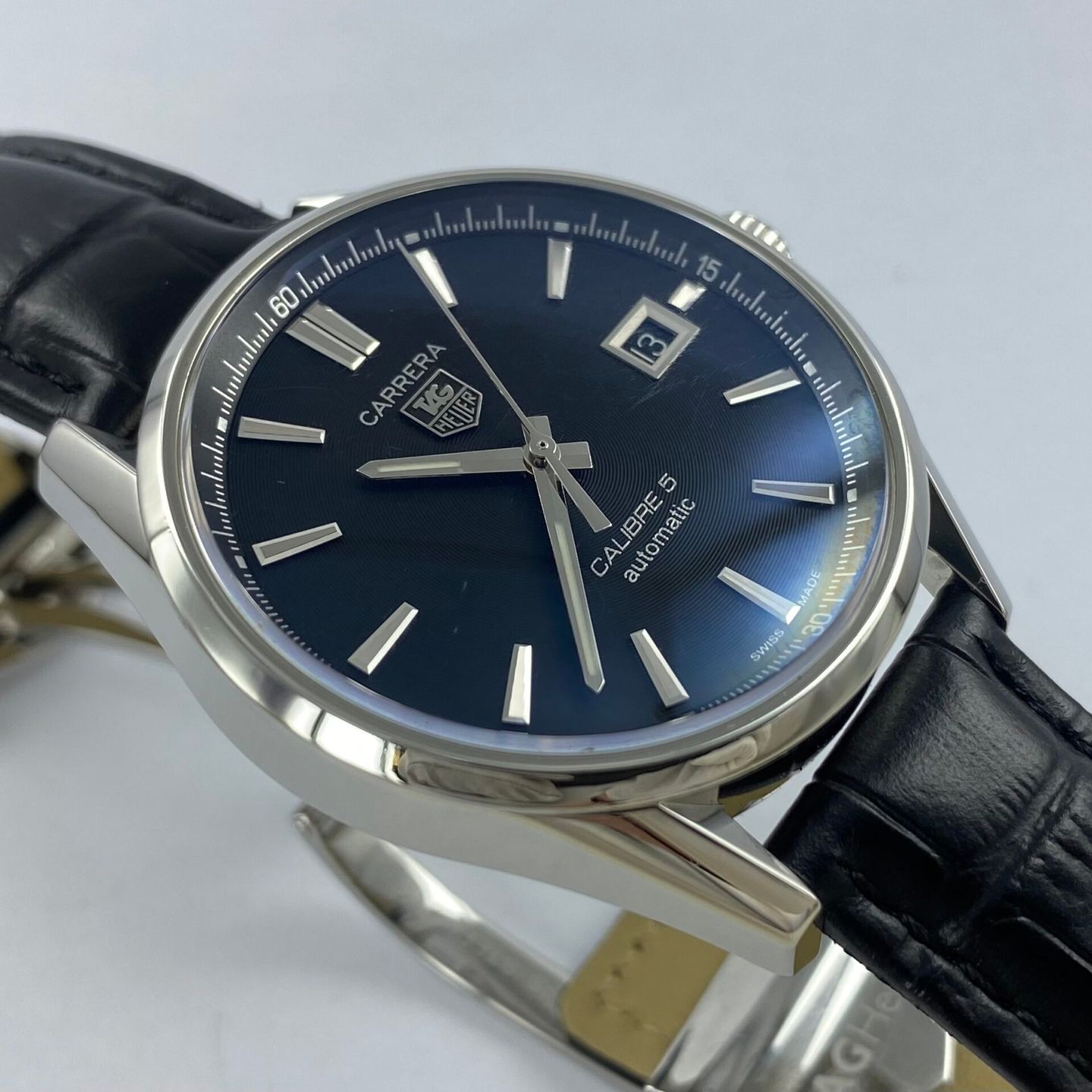 TAG Heuer Carrera Calibre 5 WAR211A (Unknown (random serial)) - Black dial 39 mm Steel case (3/6)