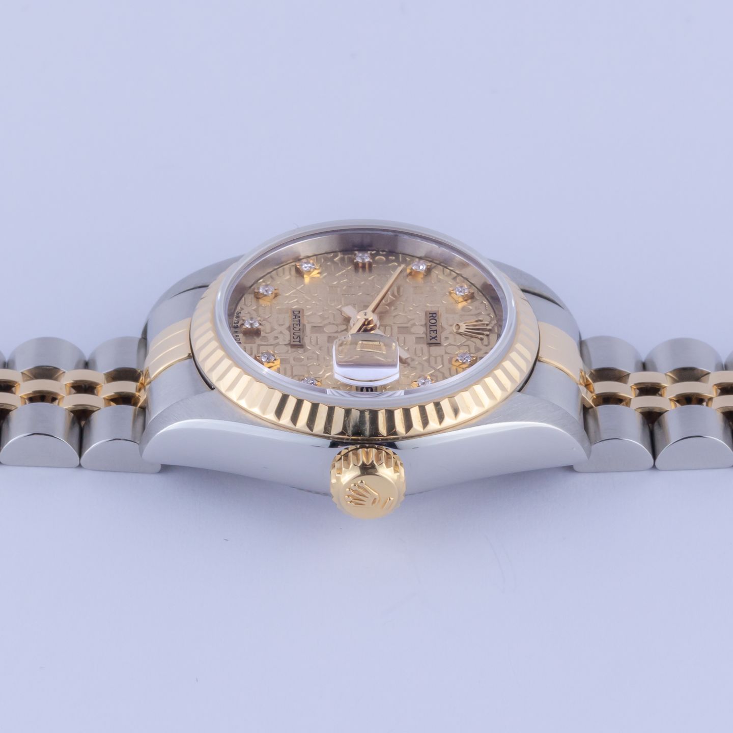 Rolex Lady-Datejust 69173 (1989) - Champagne dial 26 mm Gold/Steel case (5/8)