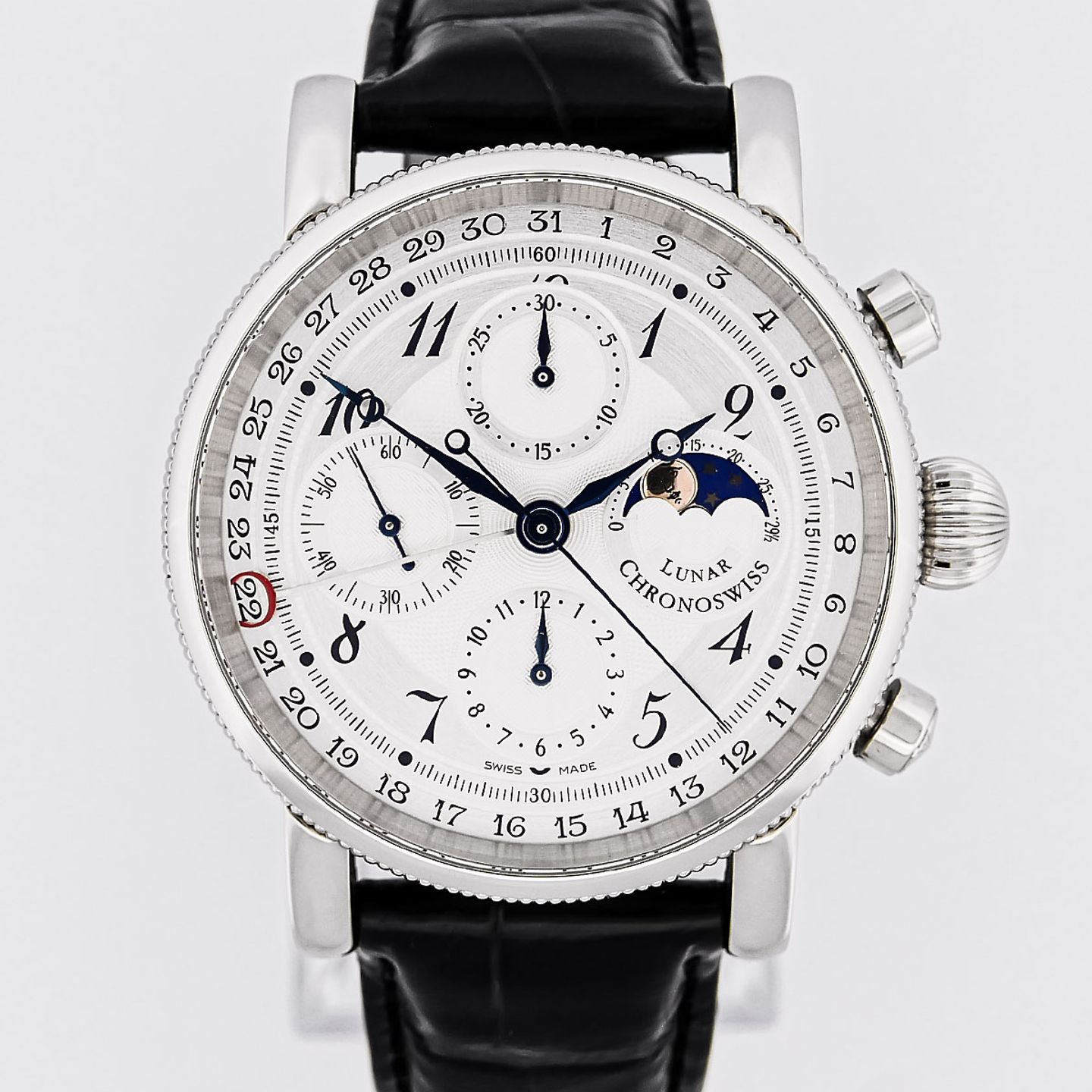 Chronoswiss Lunar CH7543L (2022) - Zilver wijzerplaat 41mm Staal (1/4)