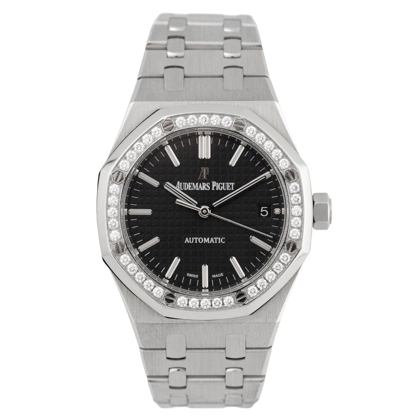 Audemars Piguet Royal Oak Lady 15451ST.ZZ.1256ST.01 (2013) - Black dial 37 mm Steel case (1/8)