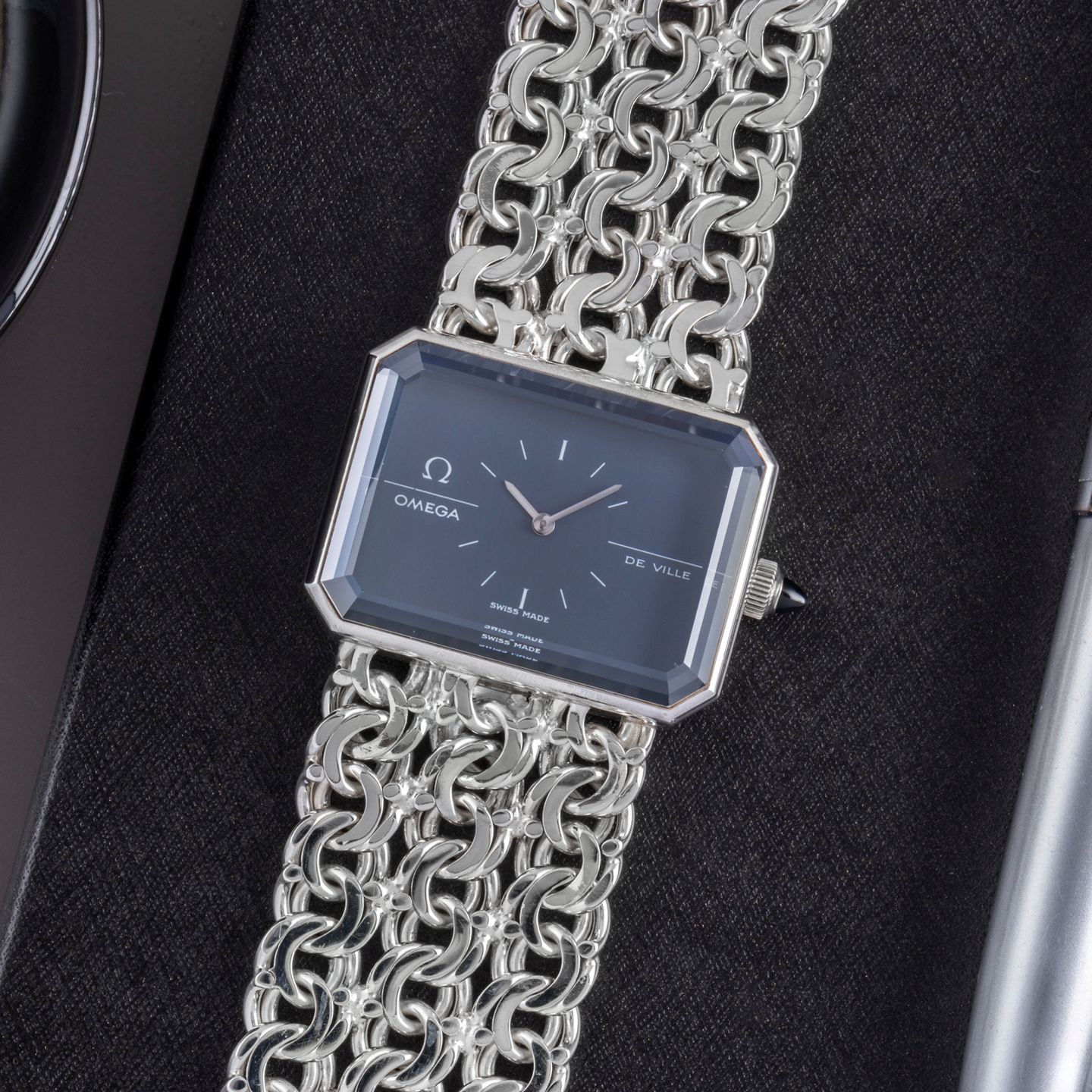 Omega De Ville 8272 (1974) - Blauw wijzerplaat 32mm Zilver (3/8)