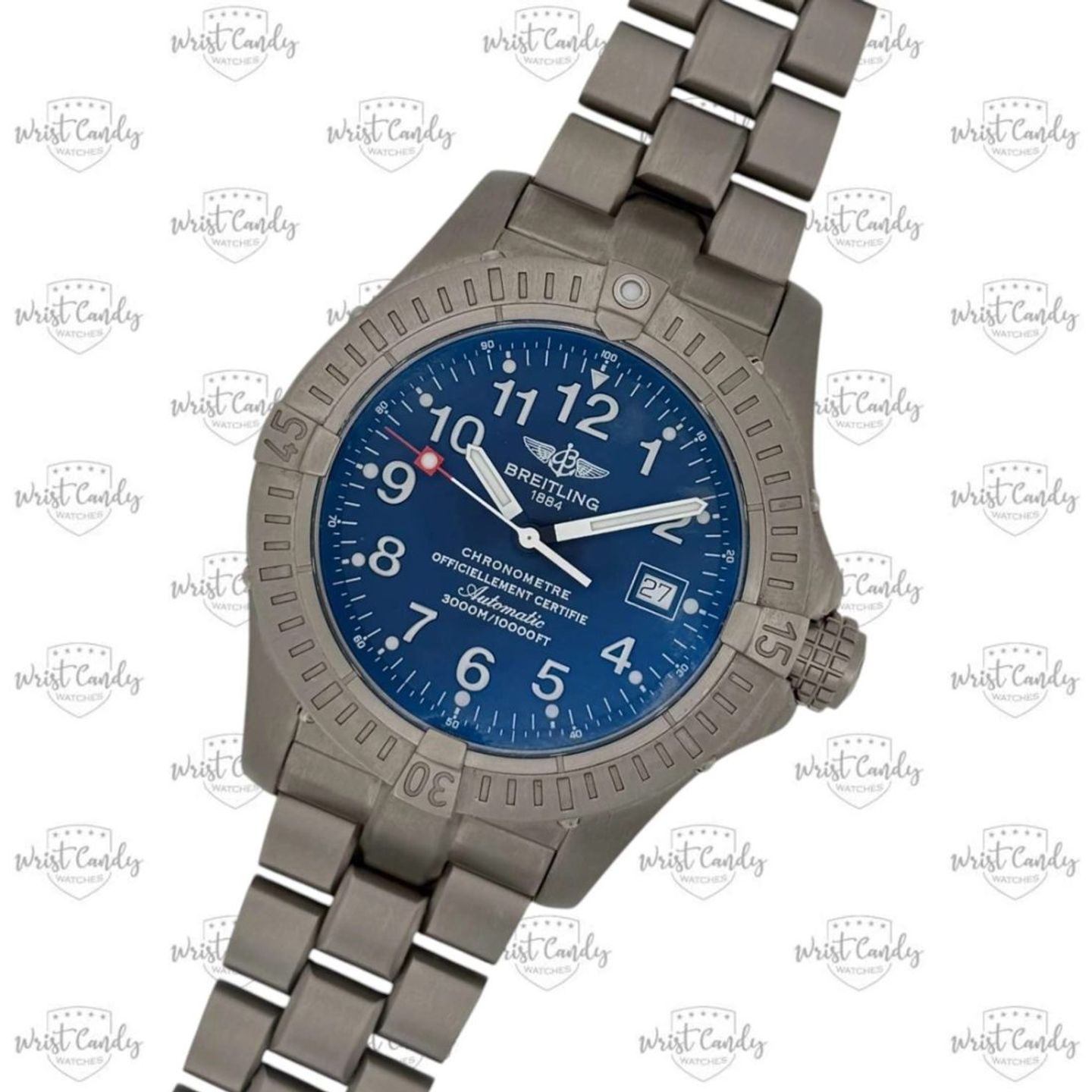 Breitling Avenger Seawolf E17370 (2007) - Blue dial 44 mm Titanium case (3/8)