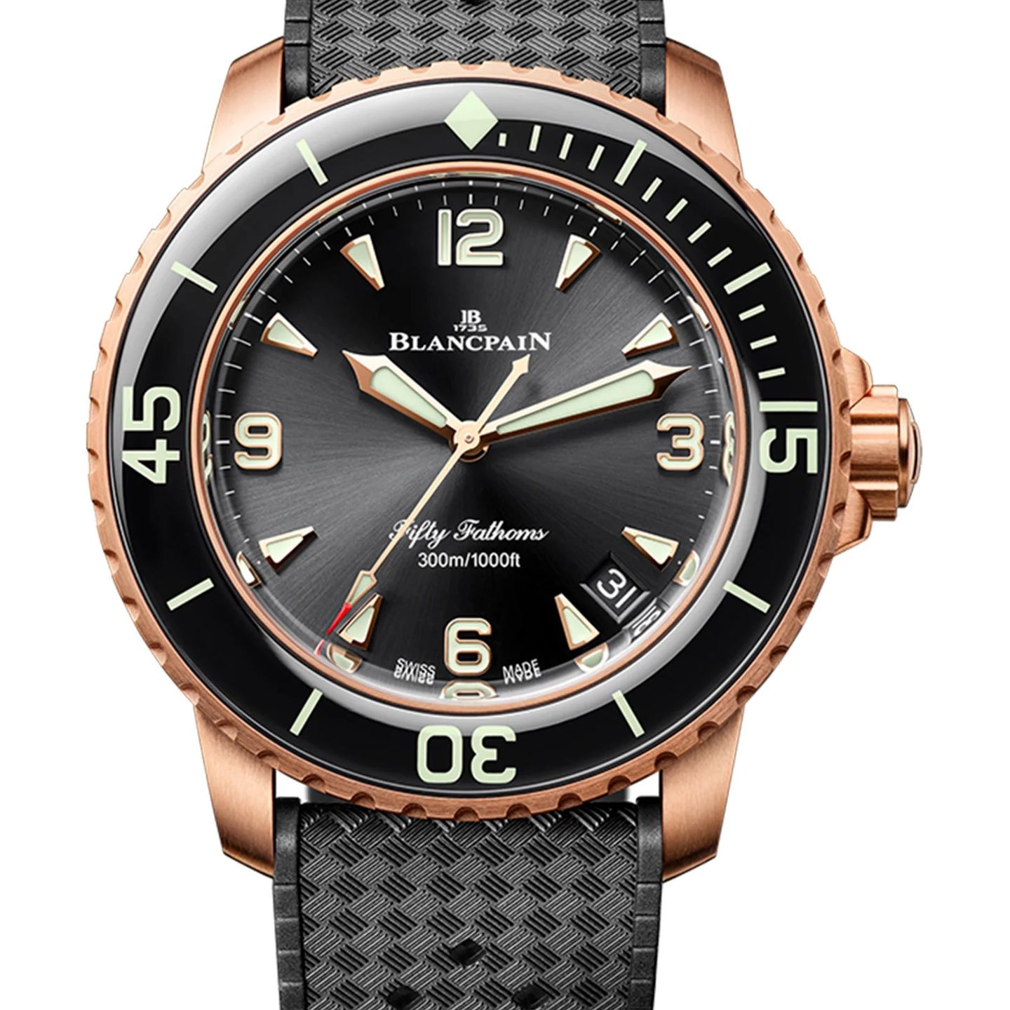 Blancpain Fifty Fathoms 5010-36B30-B64 (2024) - Black dial 42 mm Red Gold case (1/2)