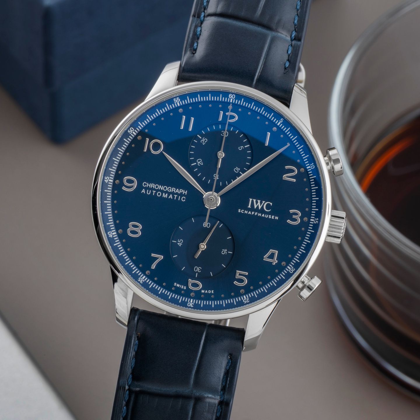IWC Portuguese Chronograph IW371606 (Unknown (random serial)) - Blue dial 41 mm Steel case (3/8)