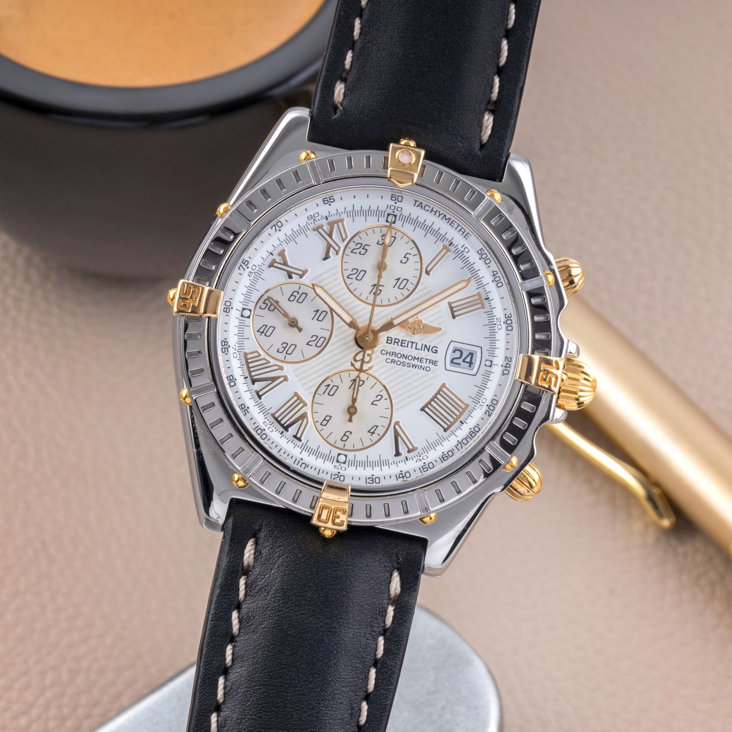 Breitling Crosswind Chronograph B13355 (2001) - White dial 43 mm Steel case (3/8)