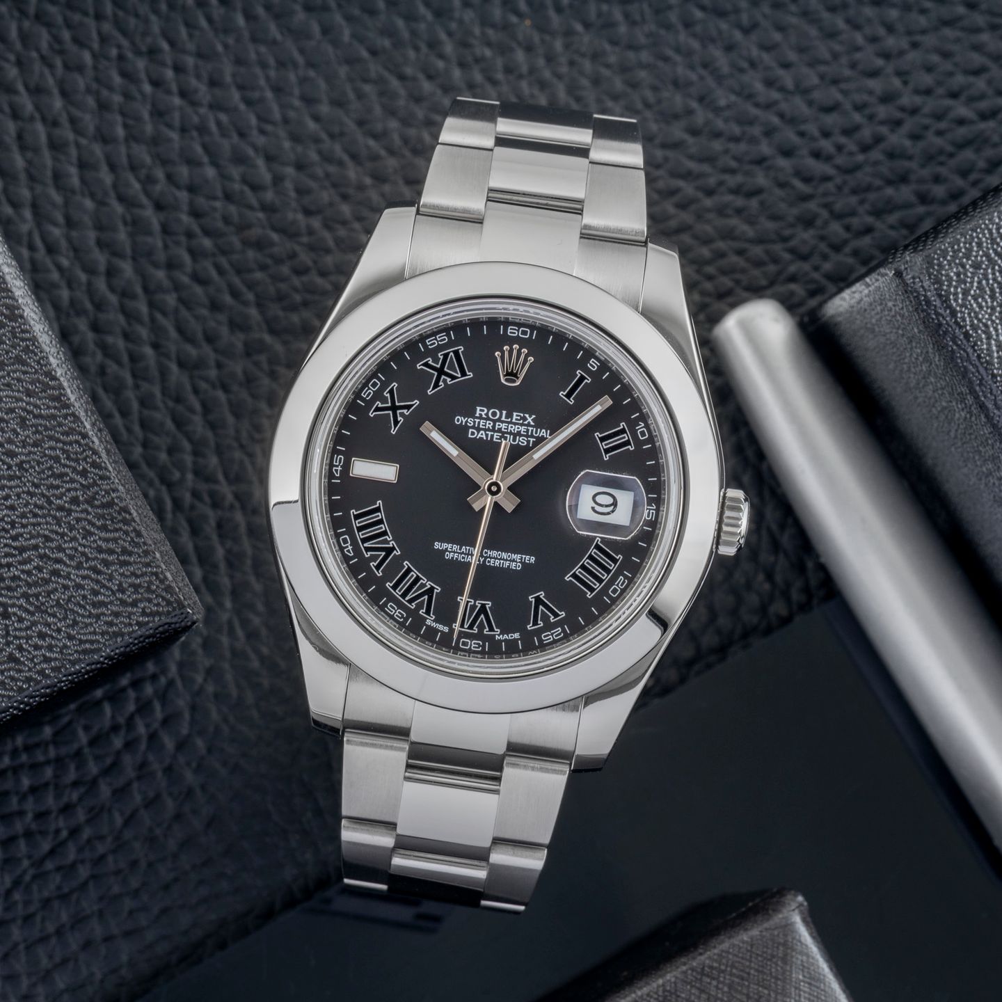 Rolex Datejust II 116300 (Onbekend (willekeurig serienummer)) - Zwart wijzerplaat 41mm Staal (1/8)