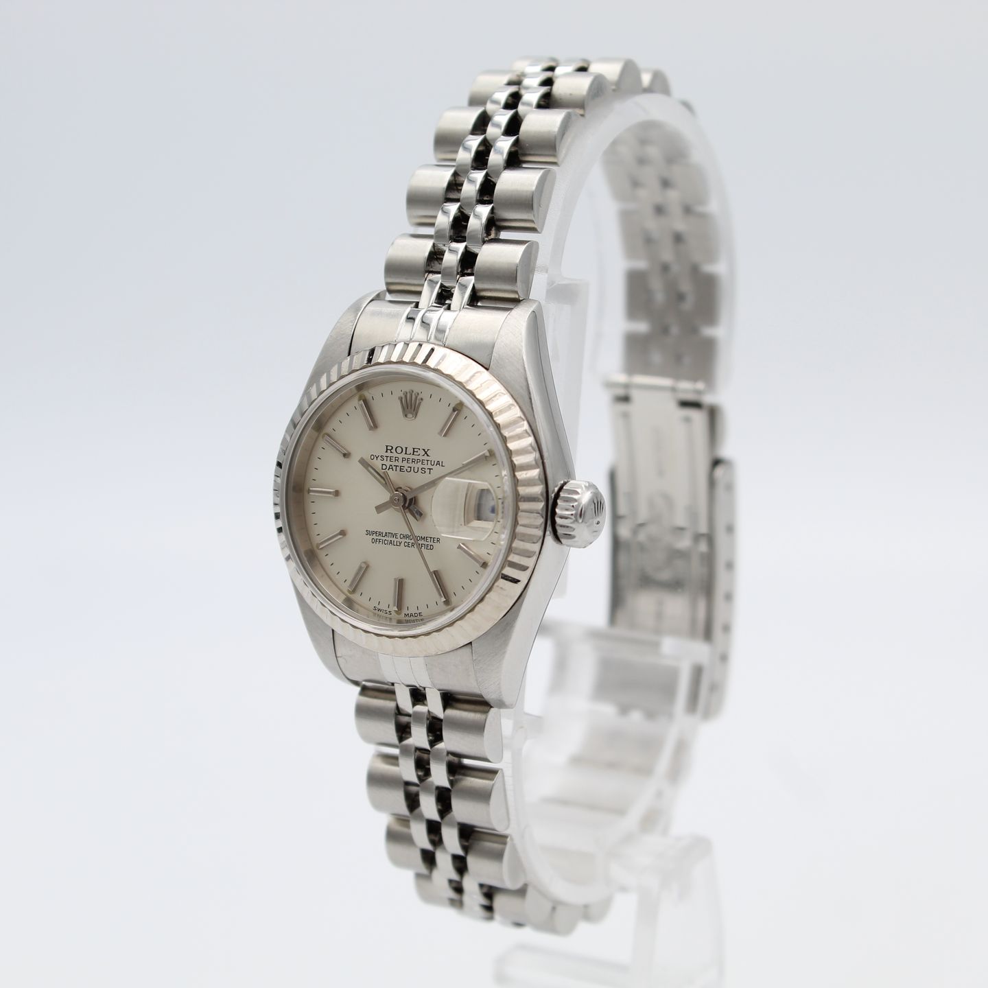 Rolex Lady-Datejust 79174 (2002) - Zilver wijzerplaat 26mm Staal (3/8)