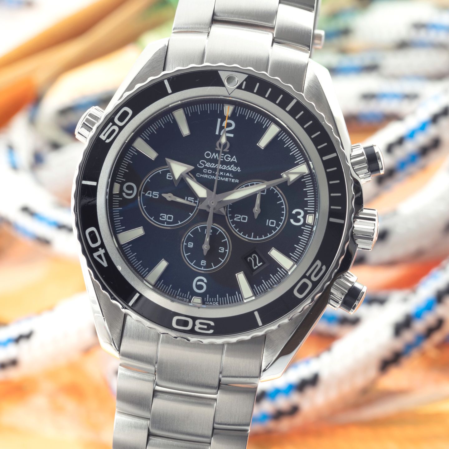 Omega Seamaster Planet Ocean Chronograph 2210.50.00 (Onbekend (willekeurig serienummer)) - Zwart wijzerplaat 46mm Staal (3/8)