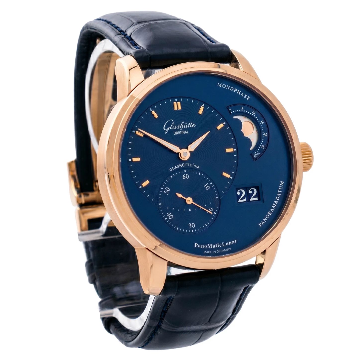 Glashütte Original PanoMaticLunar 1-90-02-11-35-30 (2021) - Black dial 40 mm Red Gold case (4/8)
