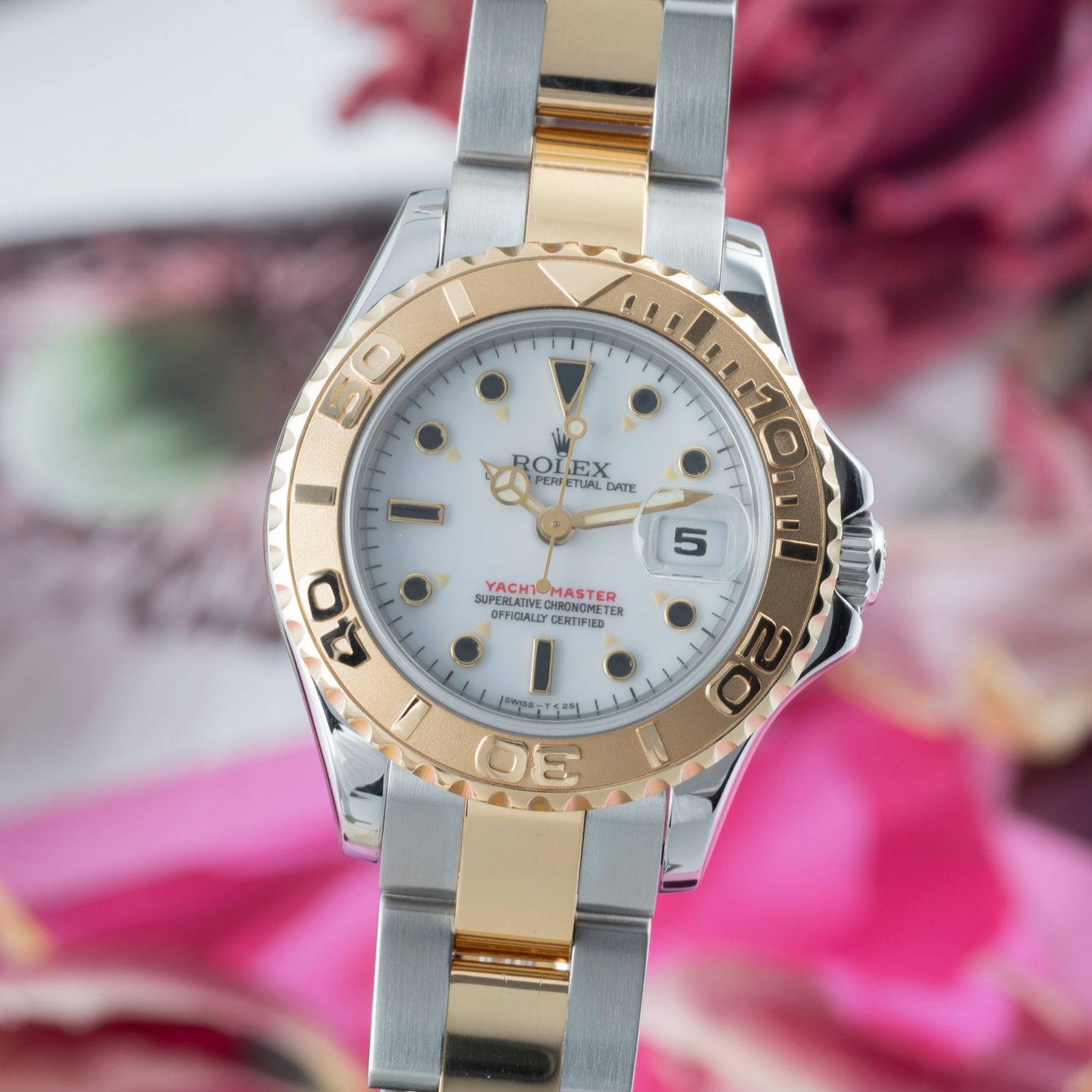 Rolex Yacht-Master 69623 (1997) - Wit wijzerplaat 29mm Goud/Staal (3/8)