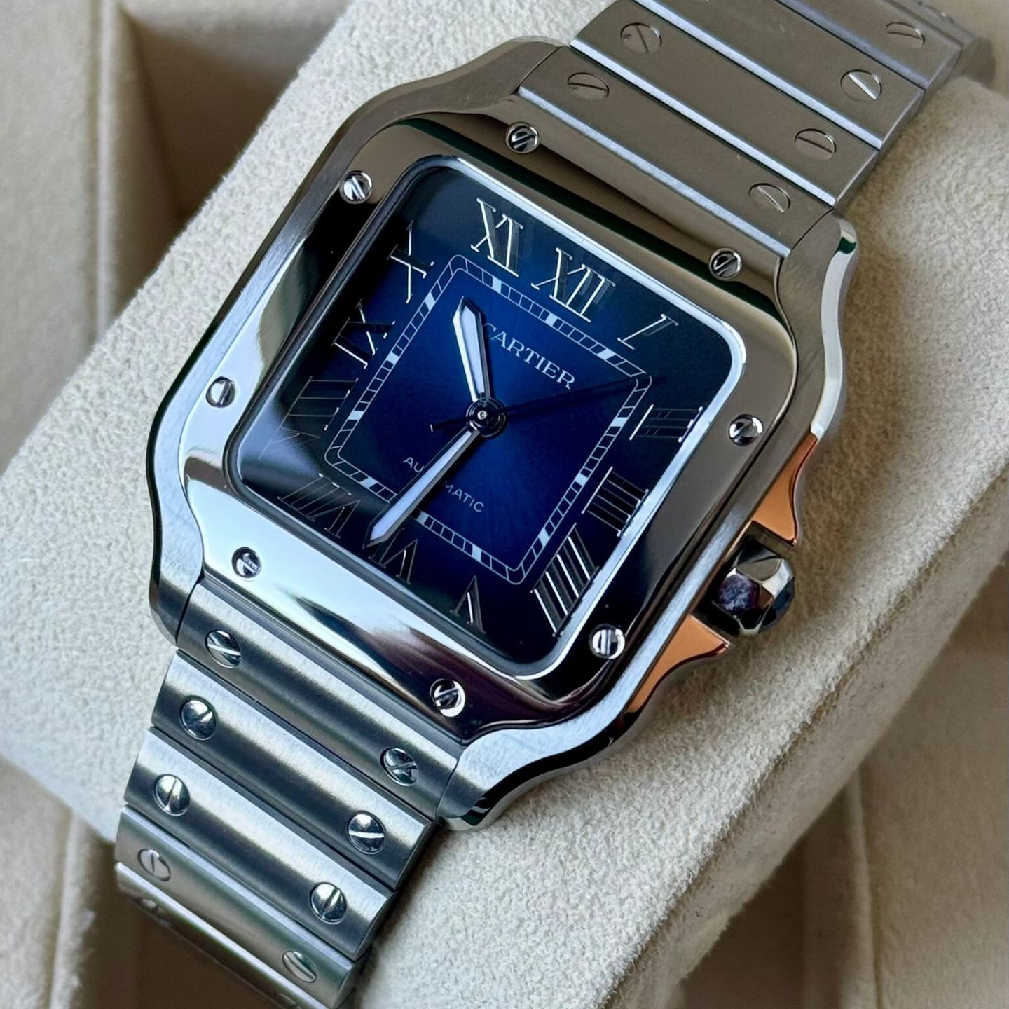 Cartier Santos WSSA0063 (2024) - Blauw wijzerplaat 35mm Staal (3/7)