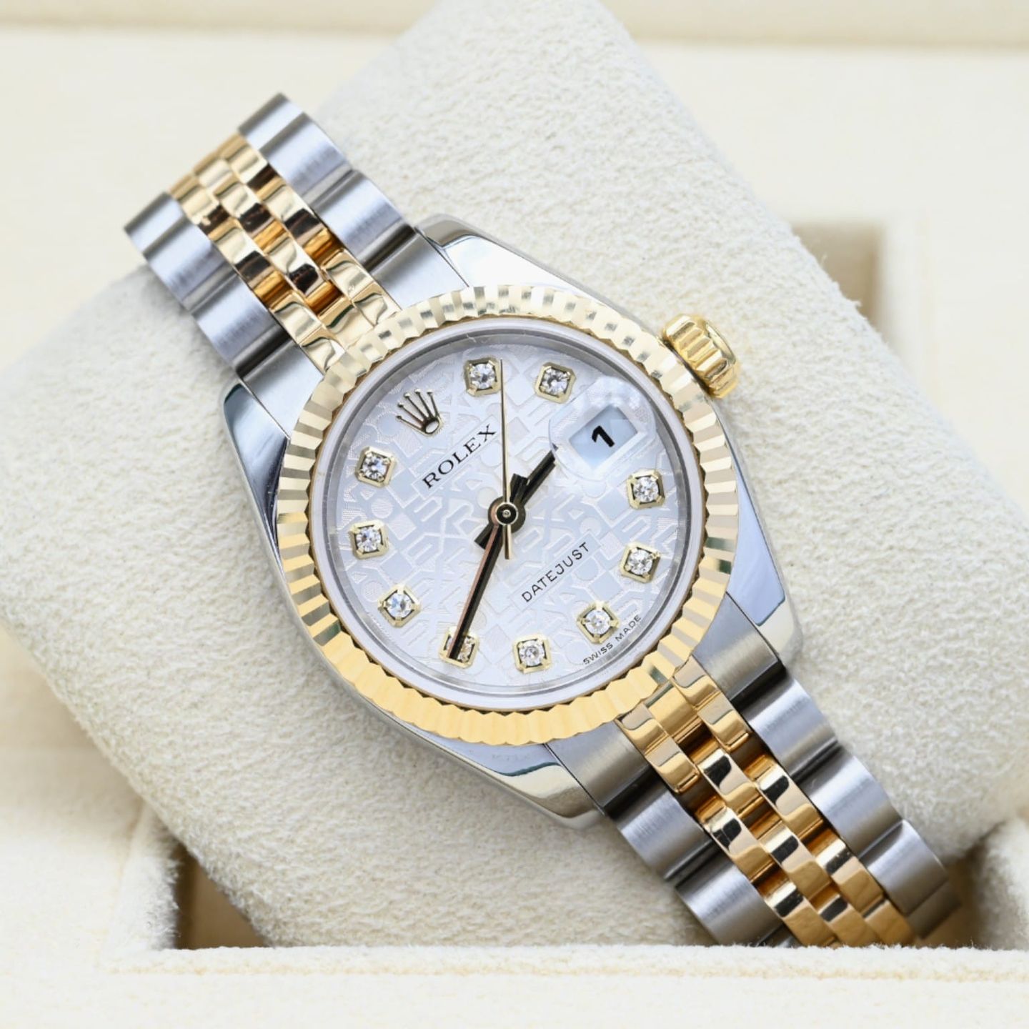 Rolex Lady-Datejust 179173 (2006) - Wit wijzerplaat 26mm Goud/Staal (1/7)