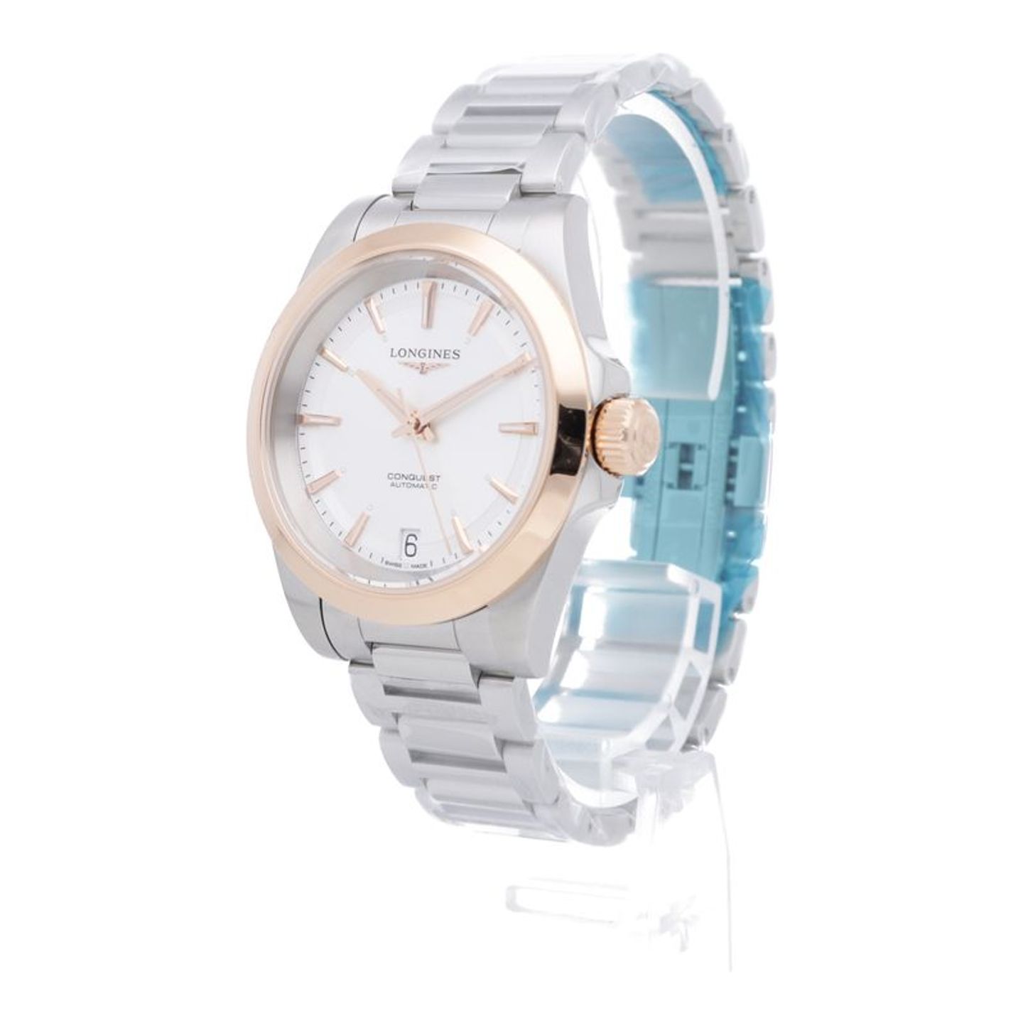 Longines Conquest L3.430.5.72.6 (2025) - Silver dial 34 mm Gold/Steel case (7/7)