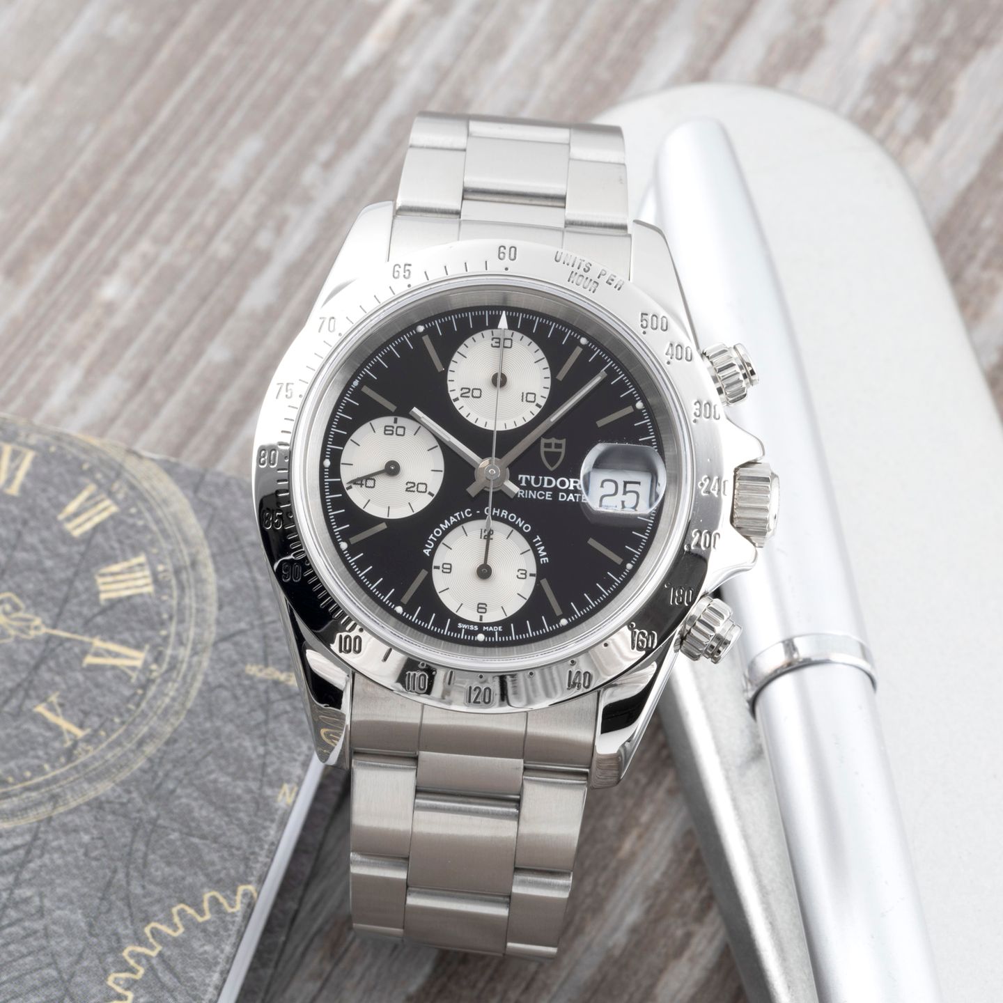 Tudor Prince Date 79280P (2002) - Zwart wijzerplaat 39mm Staal (1/8)