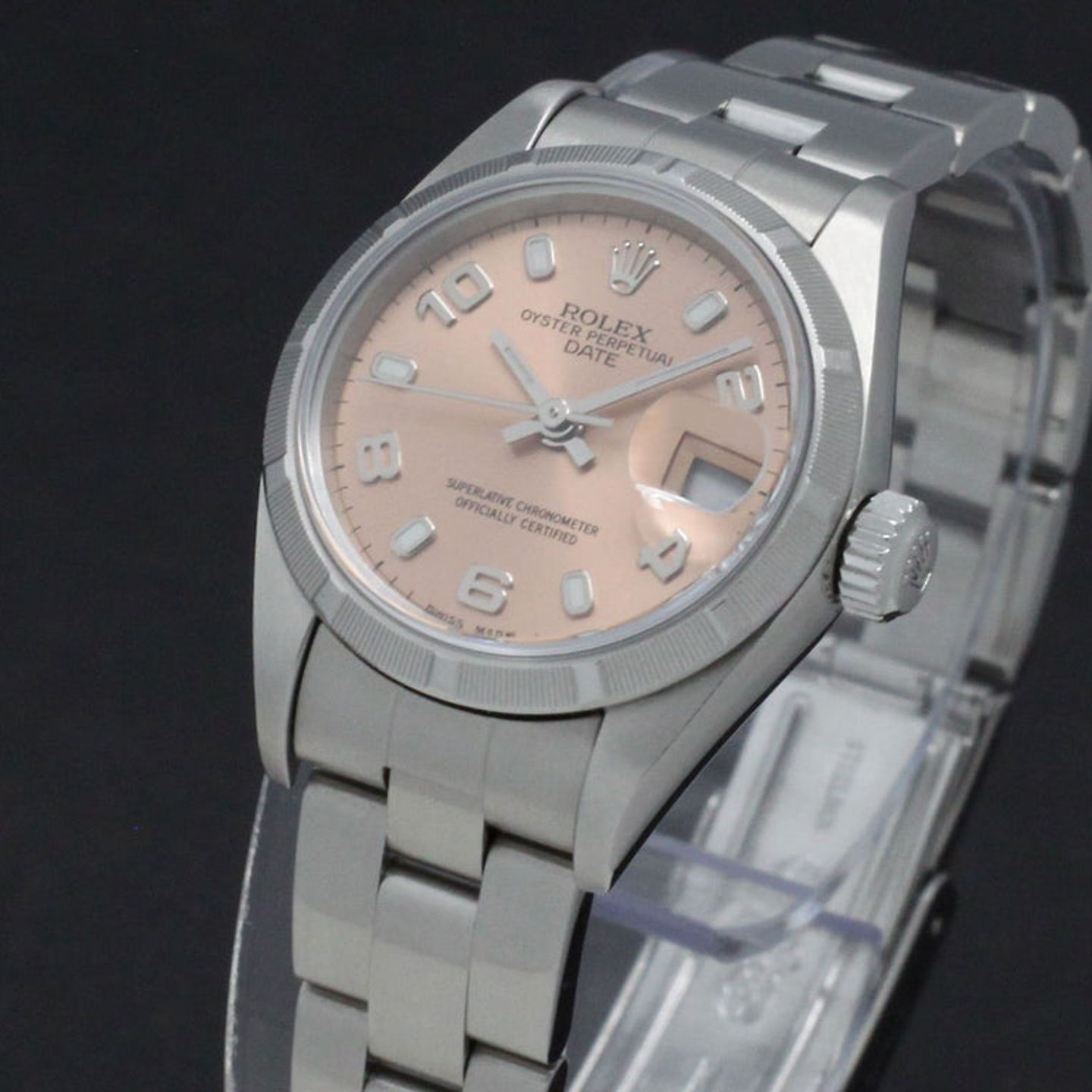 Rolex Oyster Perpetual Lady Date 79190 (2002) - Pink dial 26 mm Steel case (7/7)