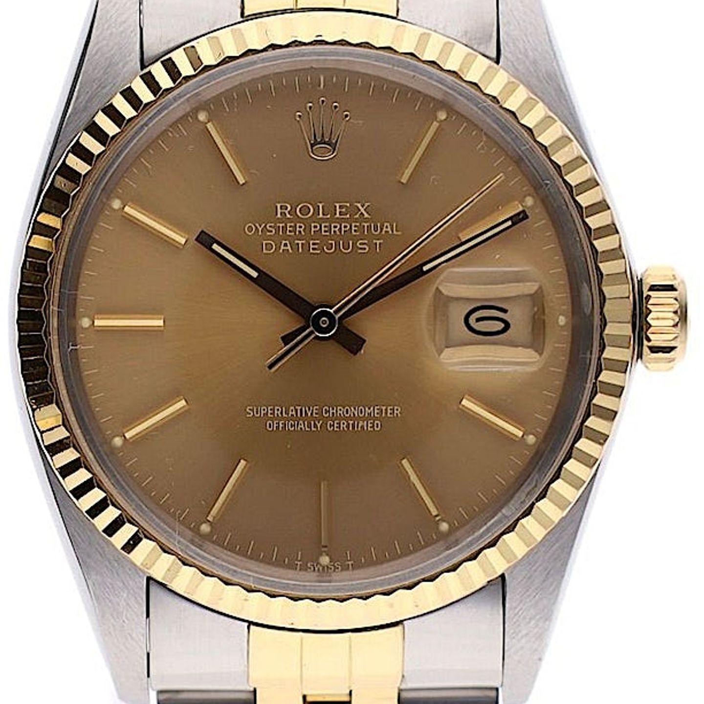 Rolex Datejust 16013 (1985) - Brown dial 36 mm Gold/Steel case (2/6)