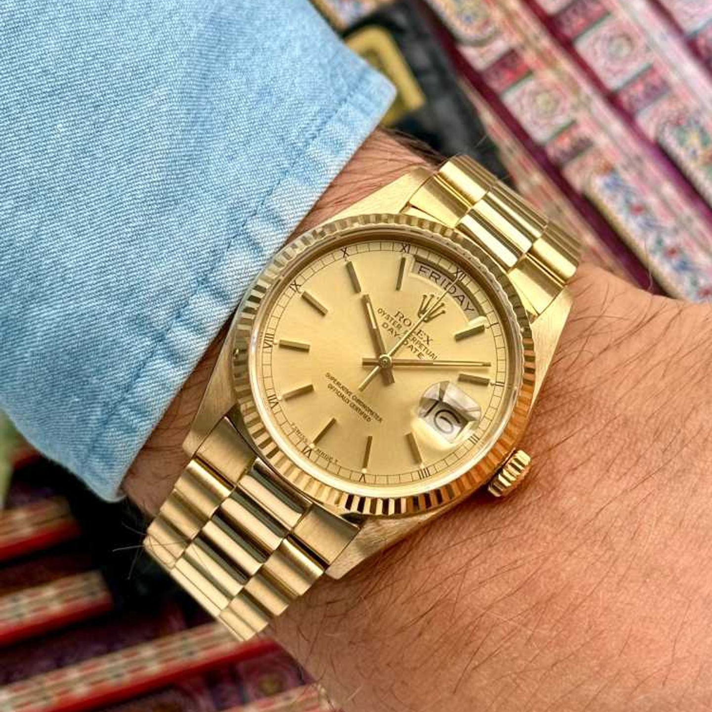 Rolex Day-Date 18038 (1987) - Gold dial 36 mm Yellow Gold case (2/8)