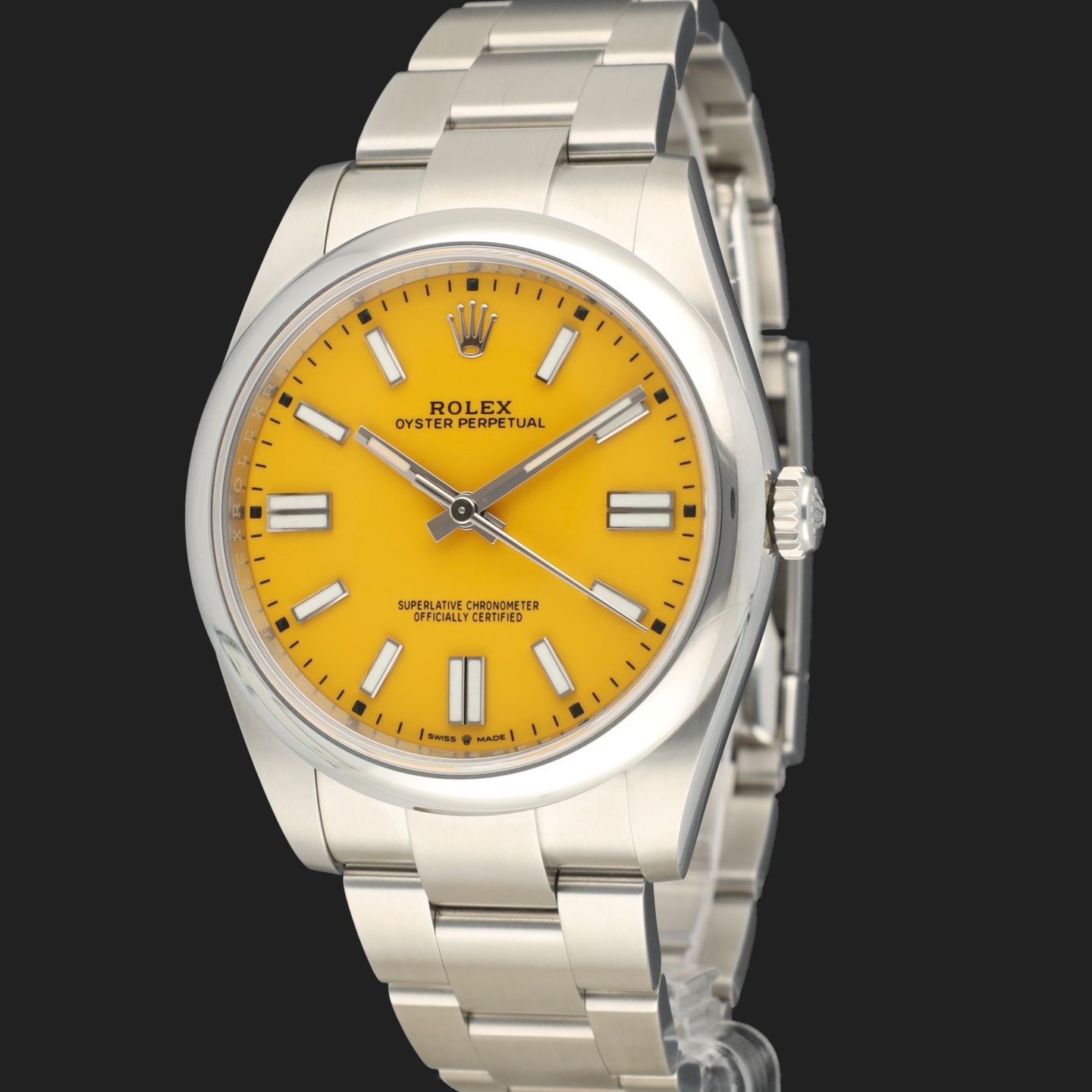 Rolex Oyster Perpetual 41 124300 (2022) - Yellow dial 41 mm Steel case (1/8)