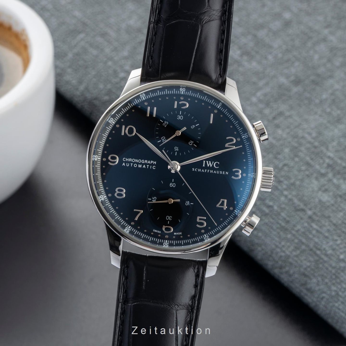 IWC Portuguese Chronograph IW371447 (Unknown (random serial)) - Black dial 41 mm Steel case (1/8)